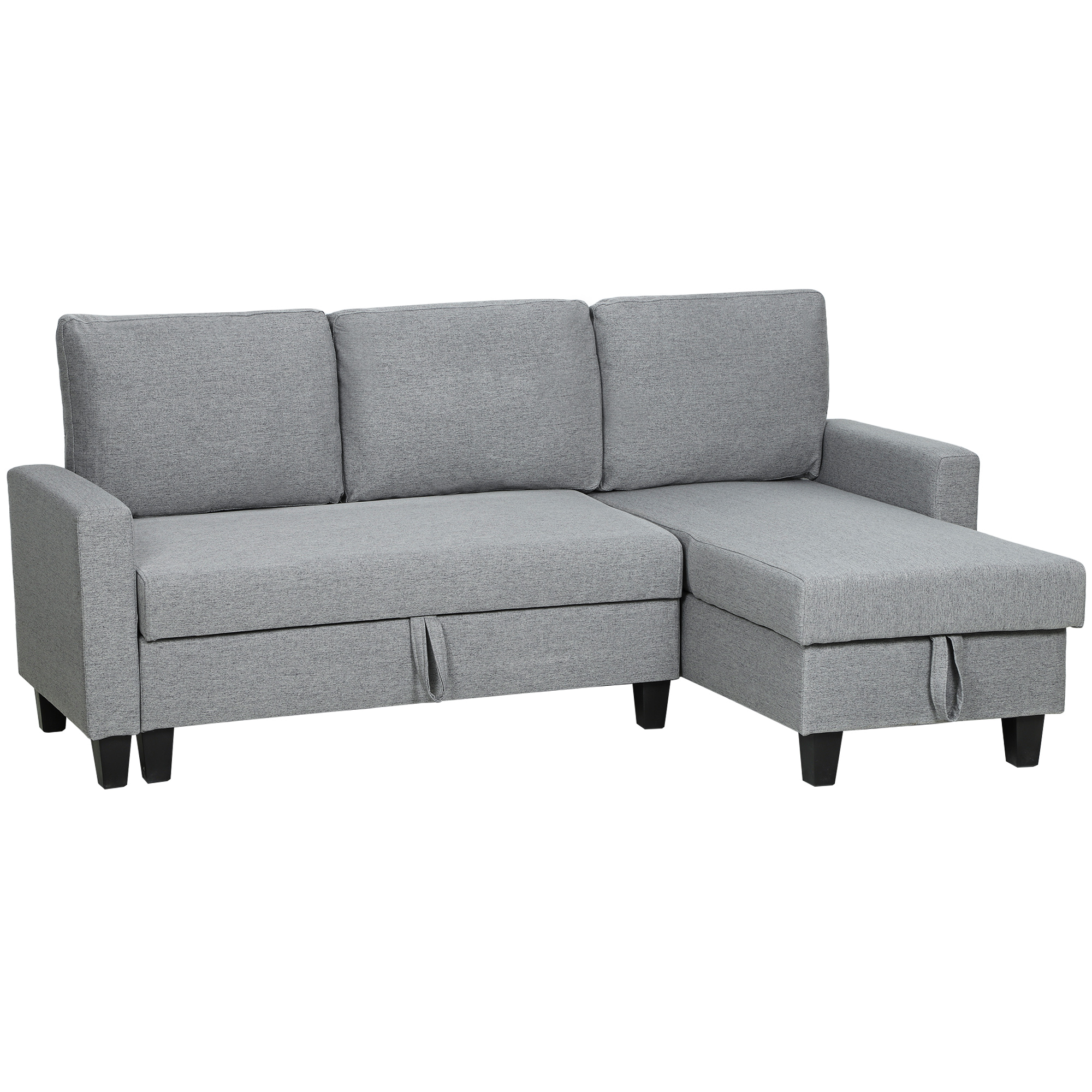 DRENTHALE Linen 3 Seater Storage Sofa Bed - Grey