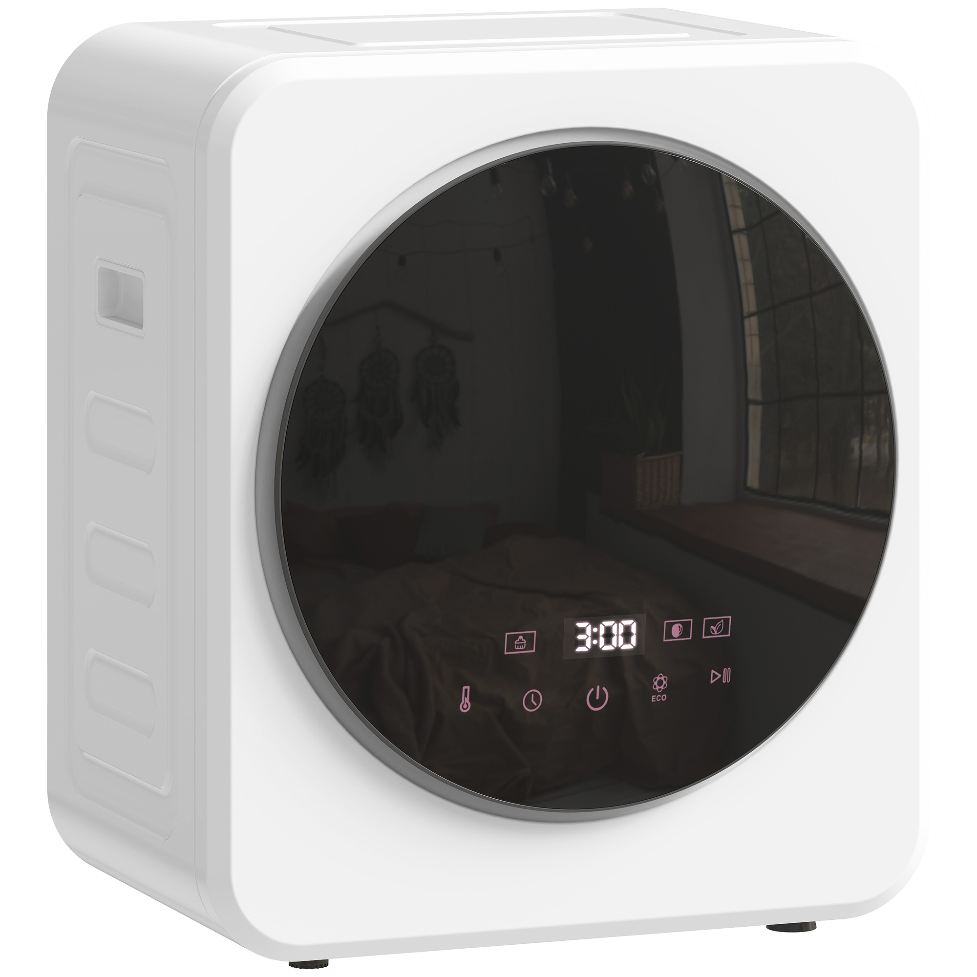 WYNLITH Wall Mounted 4kg Freestanding Vented Front Tumble 800W Drying Machine, Customisable Timer and Stainless Steel Tub - White
