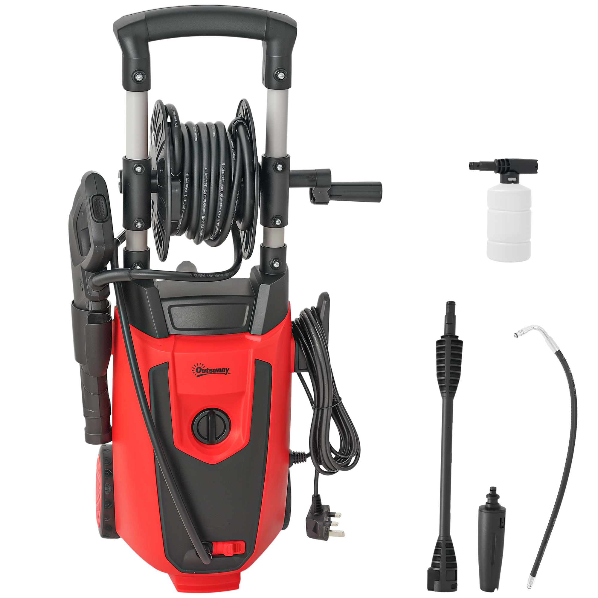 ERYNDALEON Bar Pressure Washer with Accessories - Red and Black