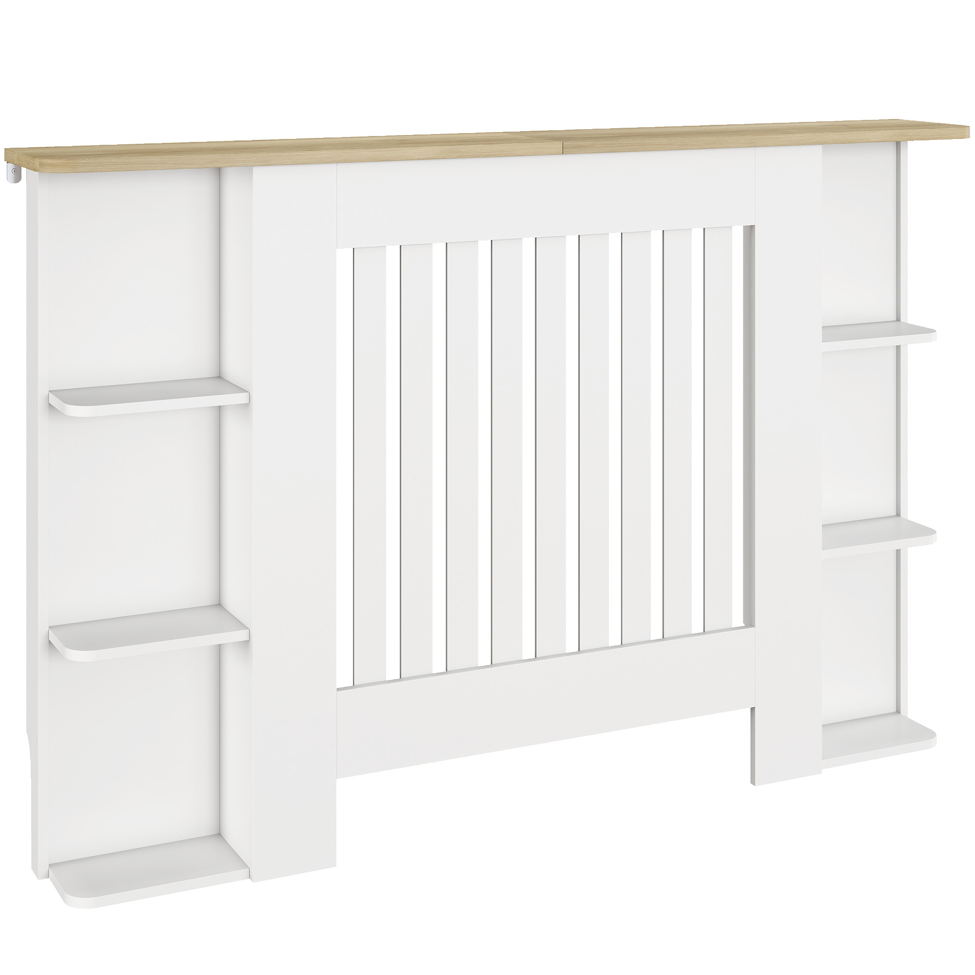 LORTHYNE Medium Hallway Vertical Slatted Radiator Cabinet with Open Storage Shelves - White