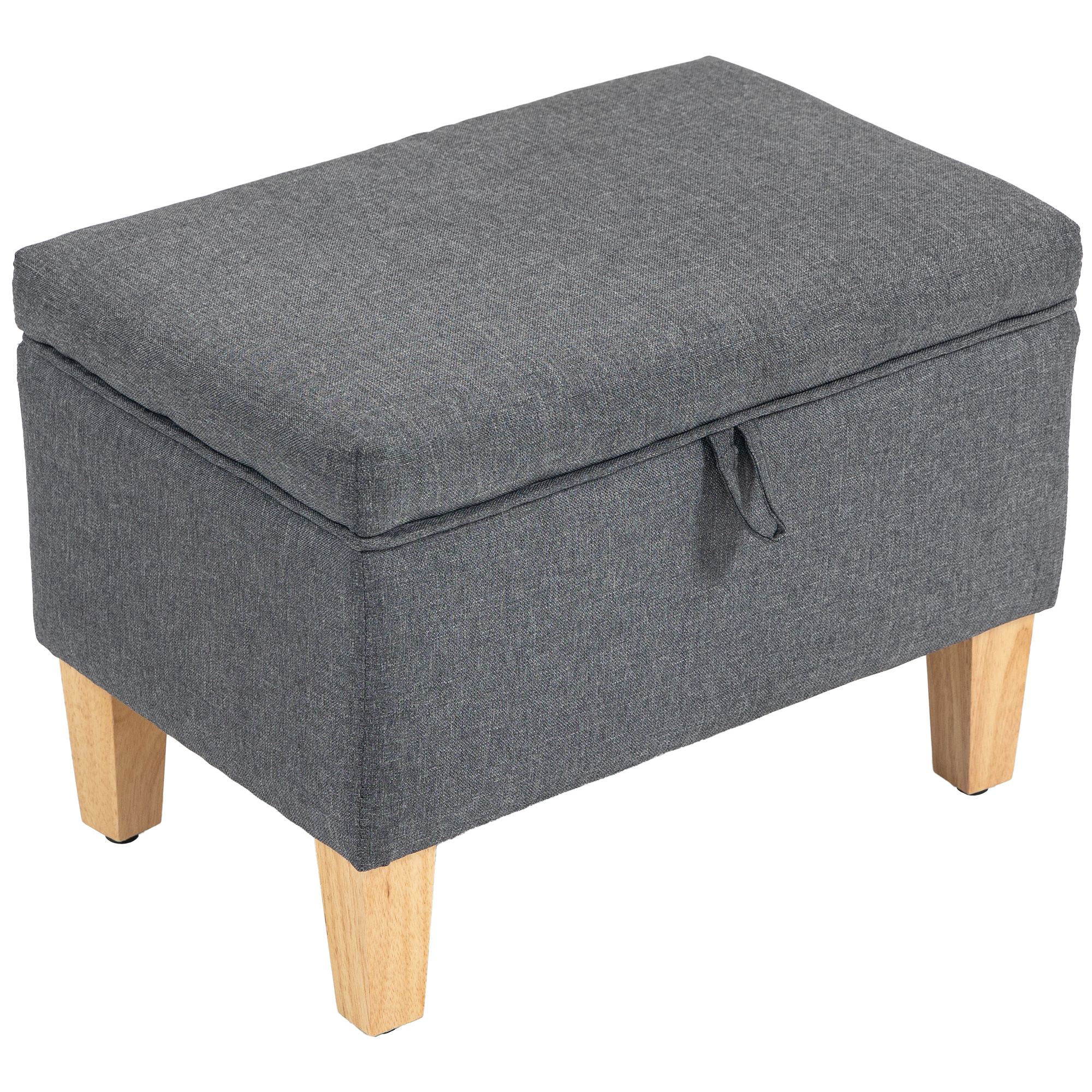 JOWEN Linen Ottoman Storage Seat Padded Footstool - Grey