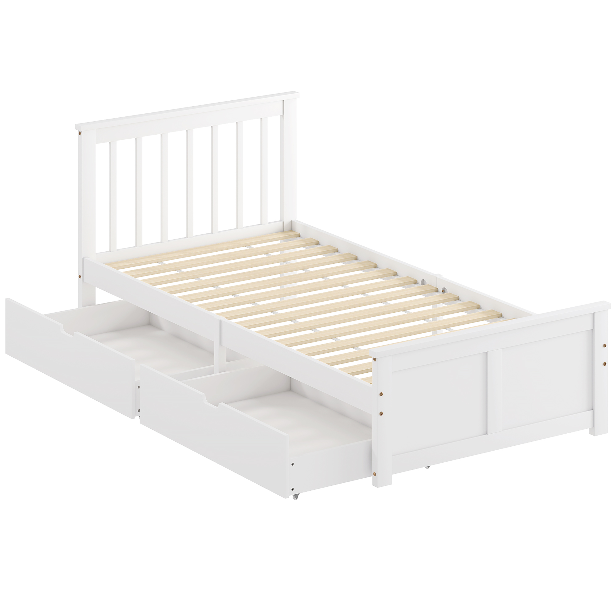 FYLMARRA Single Wooden Bedframe with Drawers - White