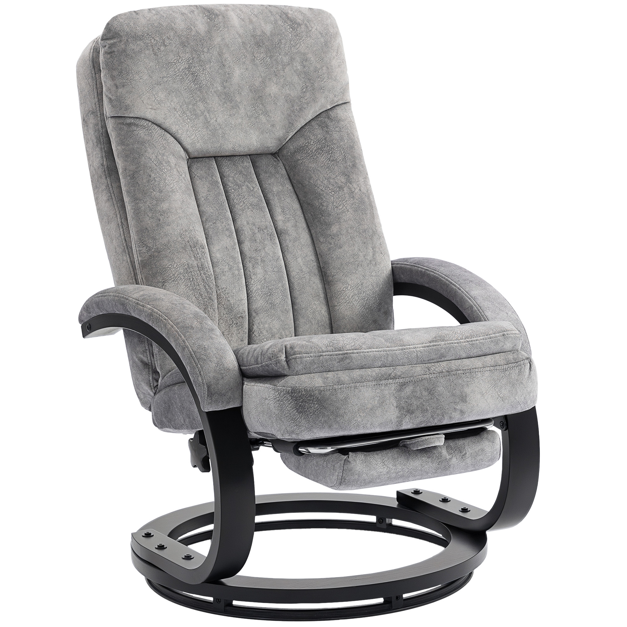 CORVALEN Velvet Swivel Recliner Armchair with Footrest - Grey