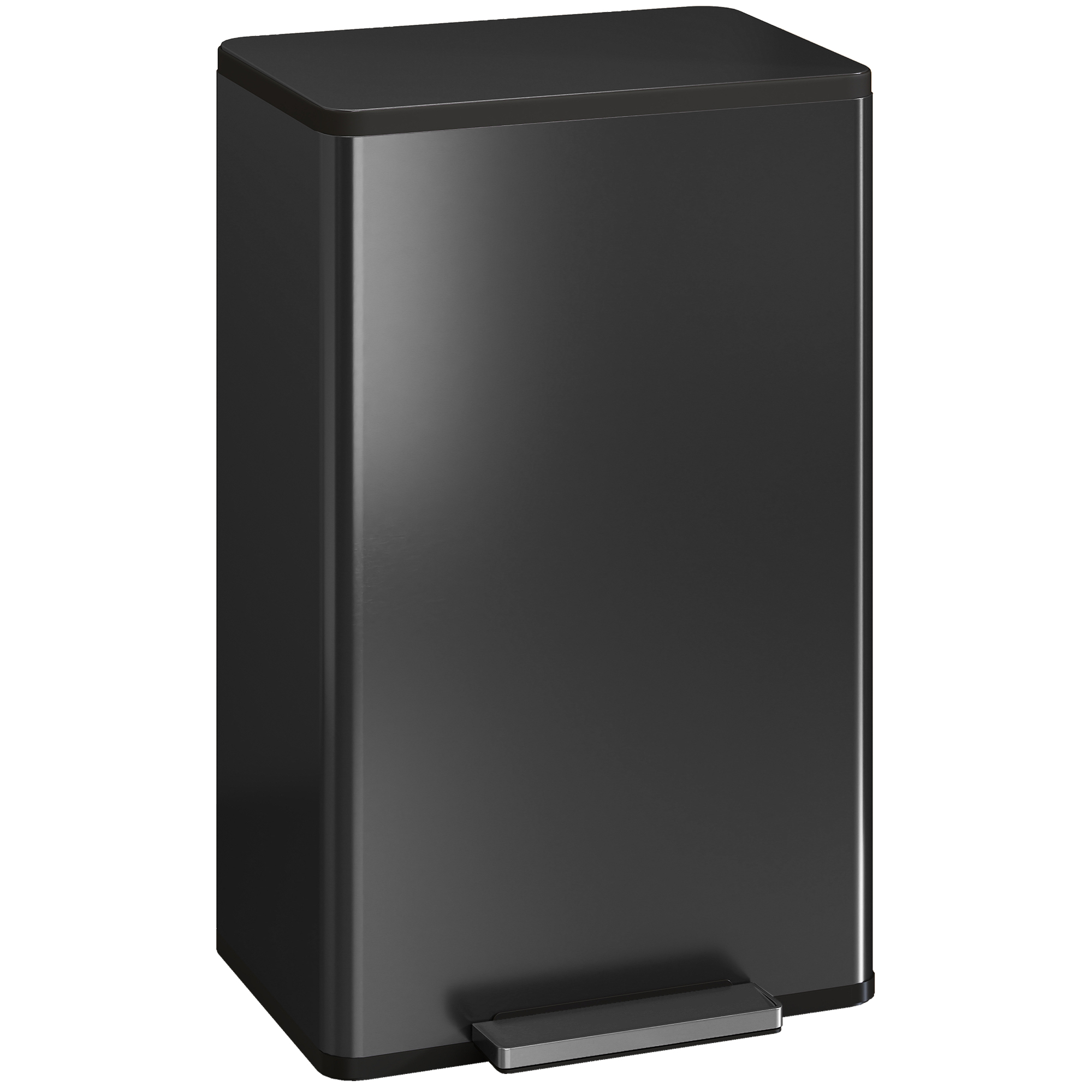 SYLVRENN 45L Rubbish Bin with Soft Close, Stay Open Lid, Removable Inner Bucket and Odor Control - Black
