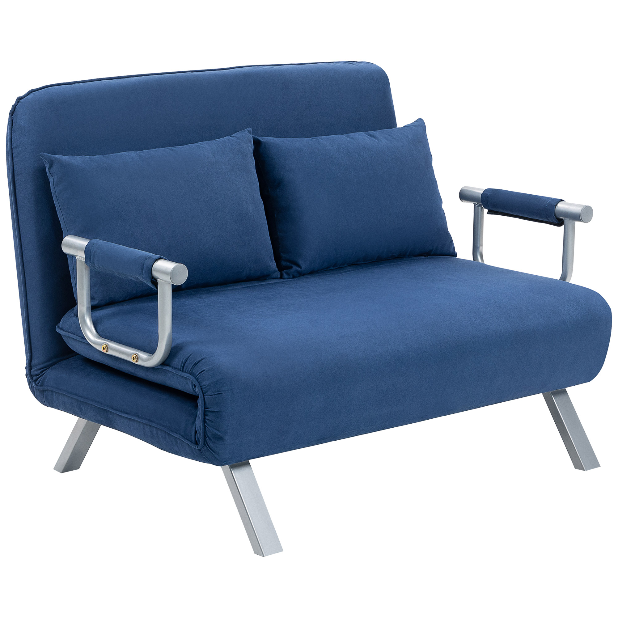 SYRAVELL Faux Leater 2 Seater Click Clack Sofa Bed - Blue