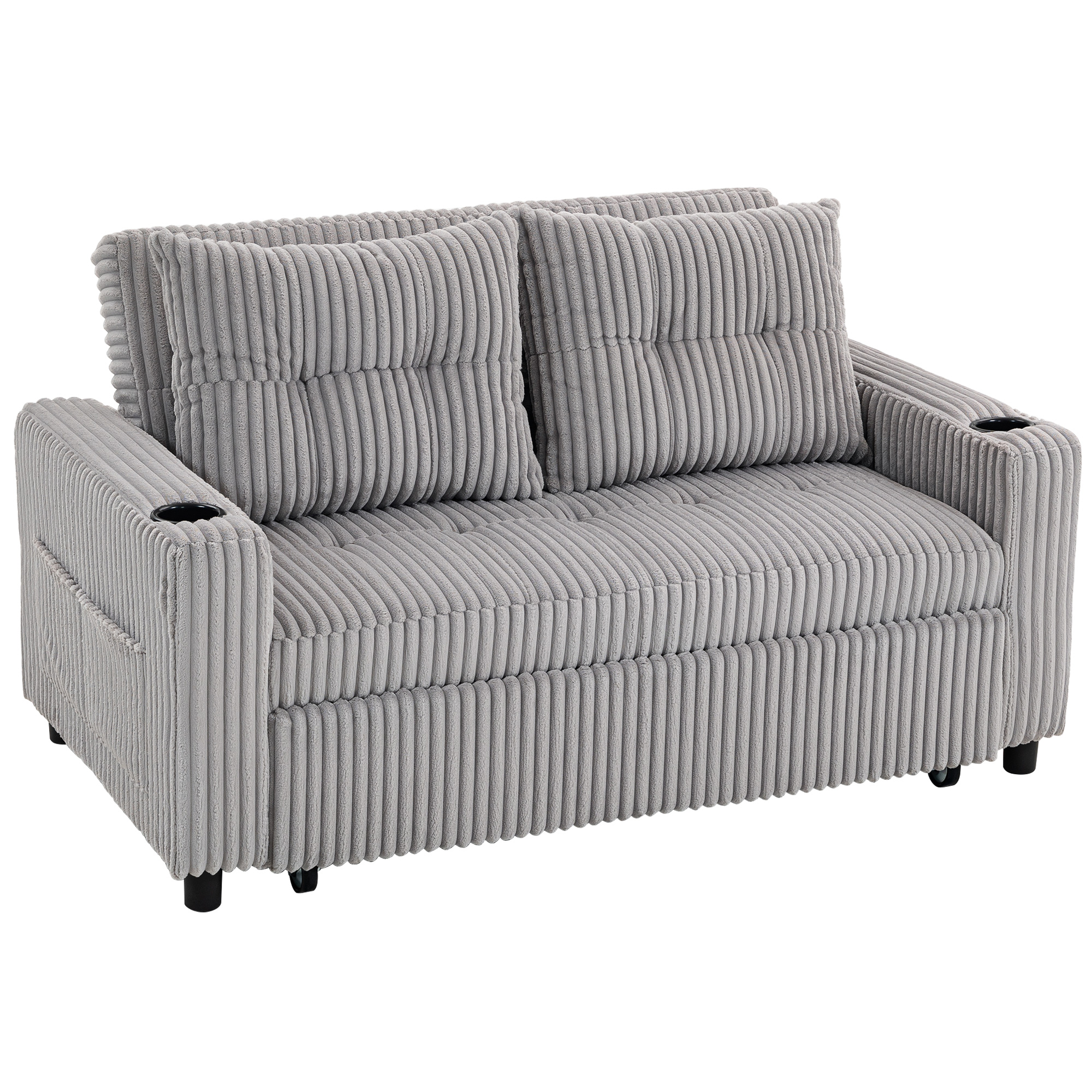 VEXLORN Fabric 2 Seater Clikc Clack Sofa Bed - Light Grey