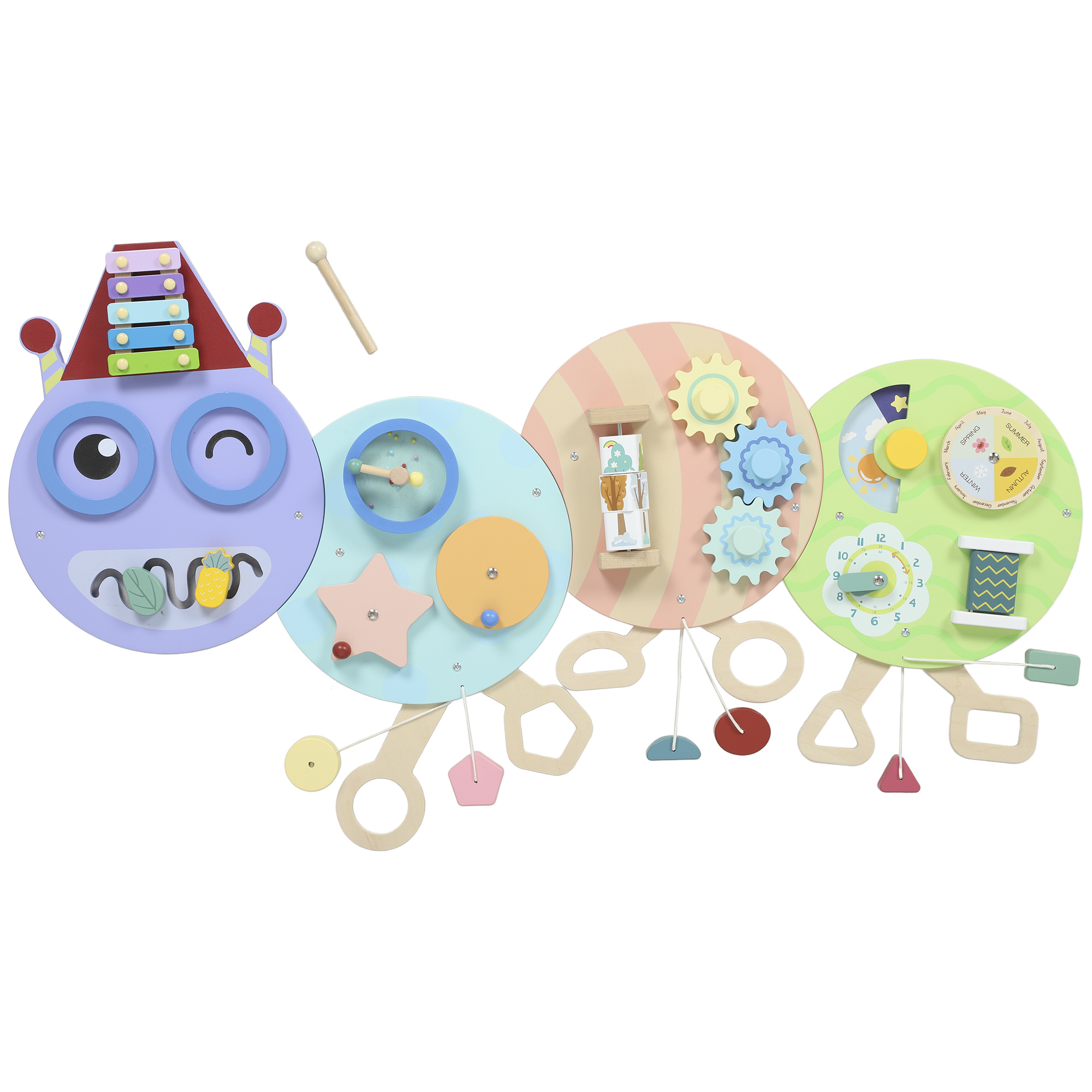 HALDRENN Caterpillar Busy Board with 7 Activities for 3+ Years kids - Multicolour