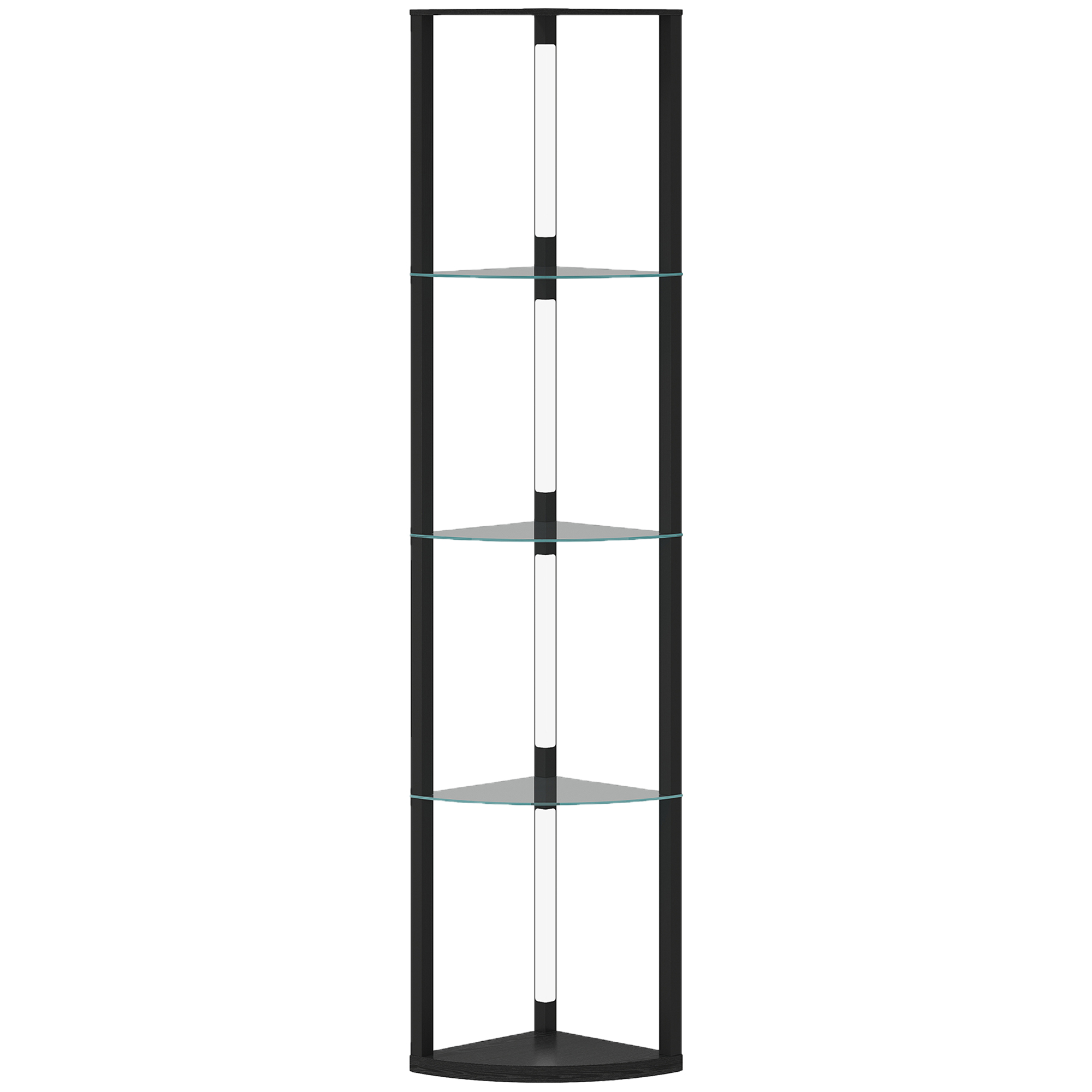 MERIVANE LED Floor Lamp with Shelves and Foot Switch - Black