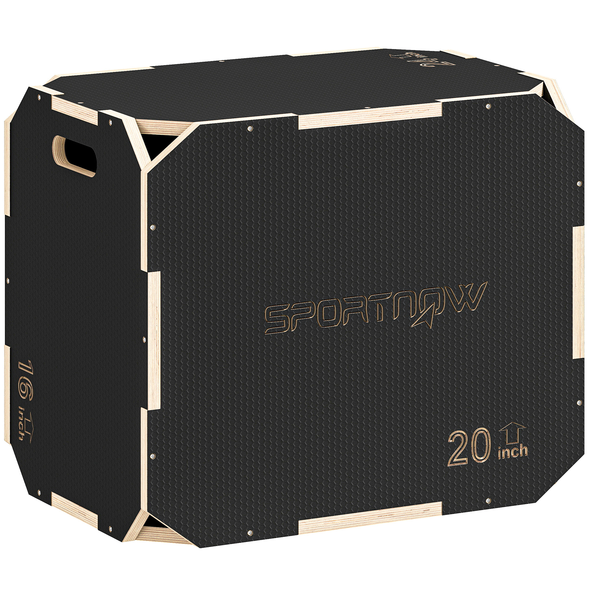 QORVANNIS Non-Slip Plyo Corner-free Wooden Jump Box Black - 20 Inch