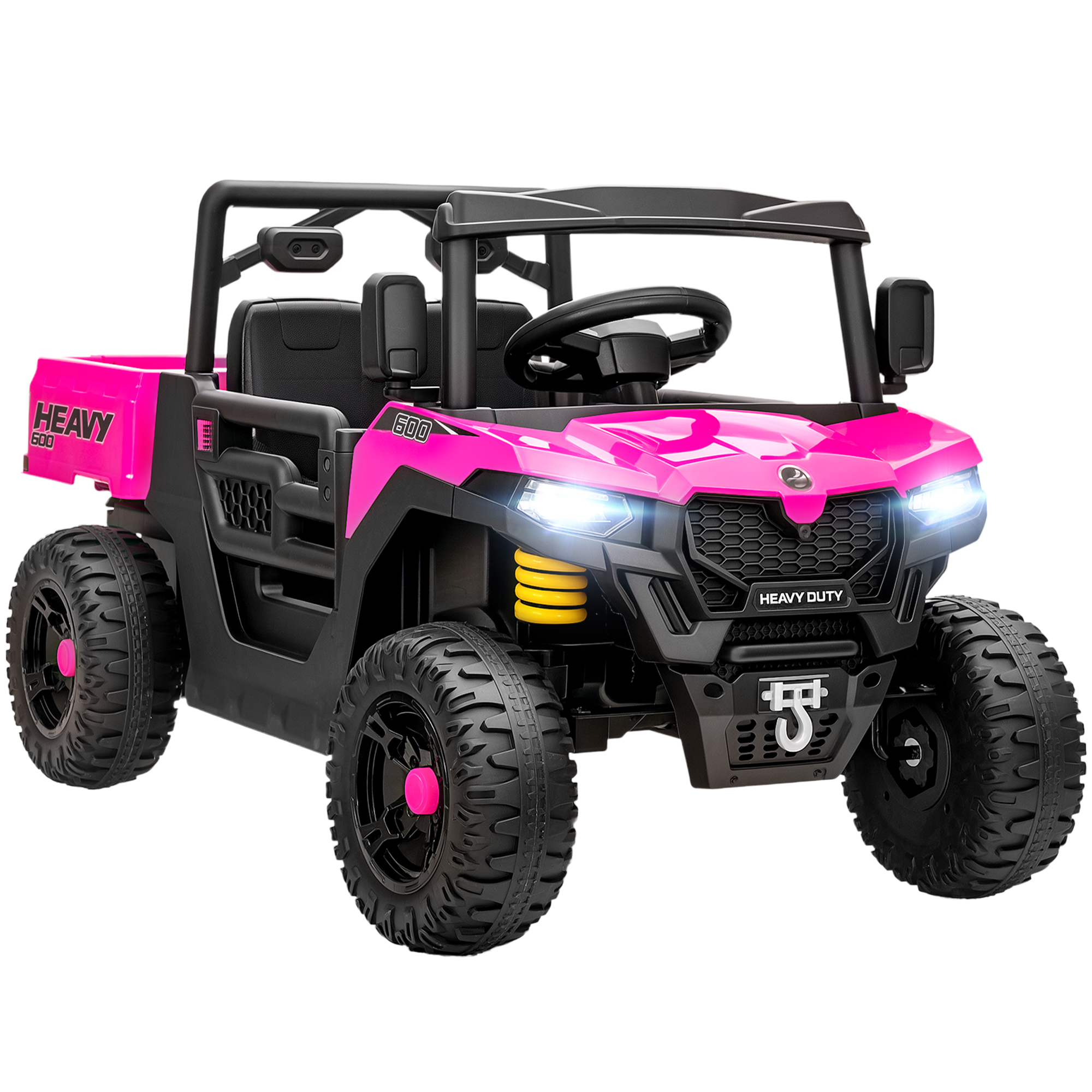 WYNQELLIS 12V Kids Electric Car with Electric Dumb Bed, Wheel Suspension - Pink