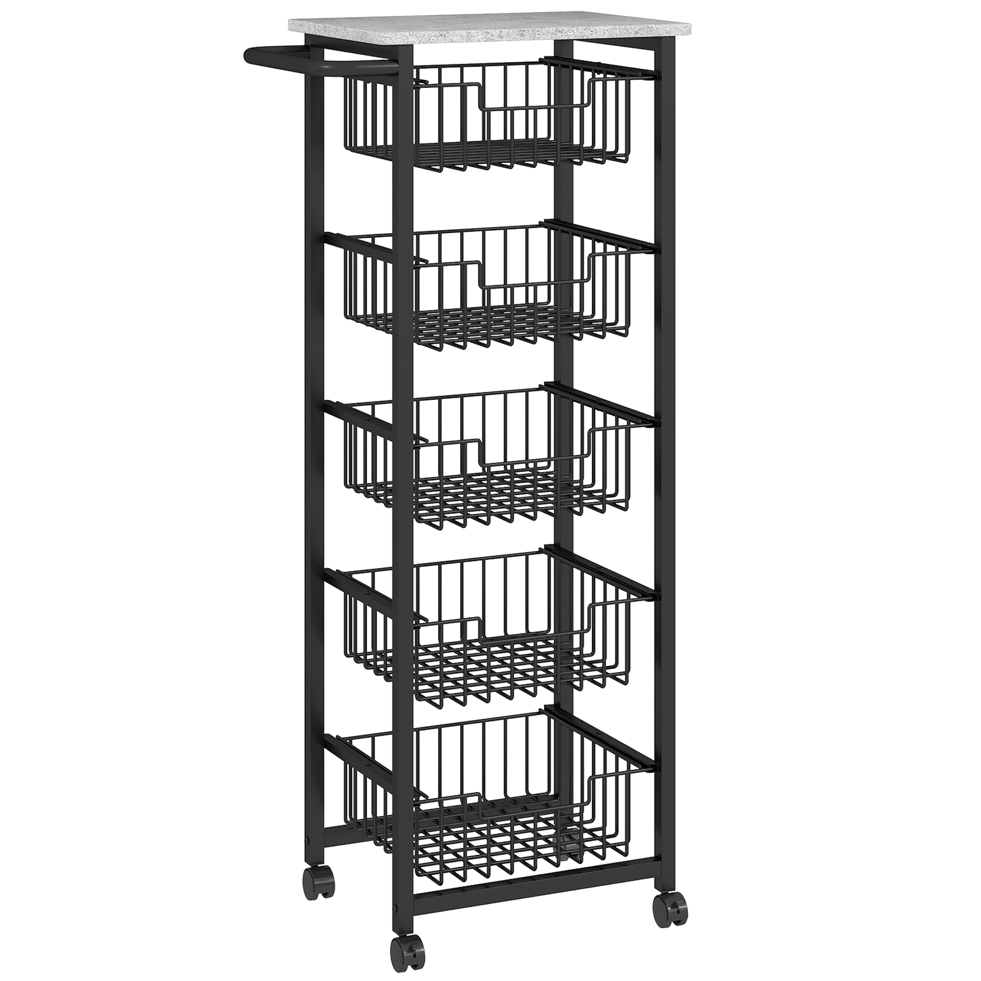 ESHRALLE Five Basket Island with Brakes - Black and Grey