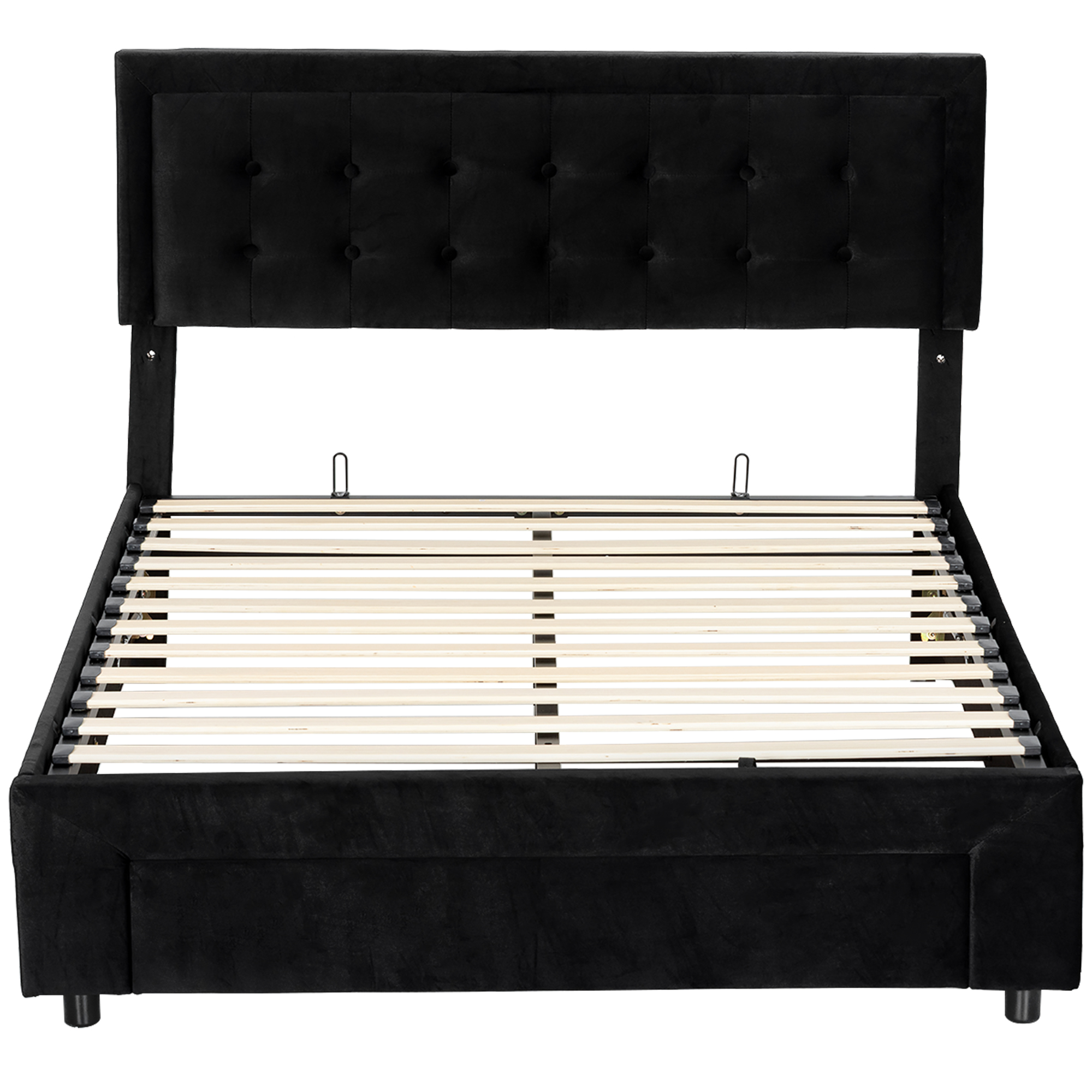XERYTHRA Kingsize Ottoman Storage Bed with Front Drawer - Black