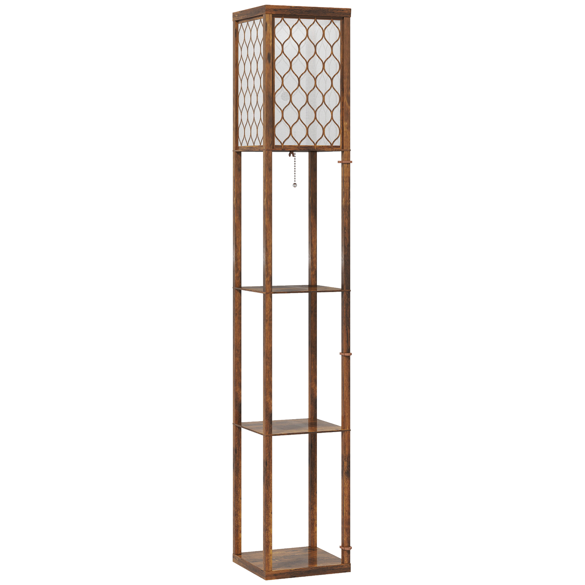 ASTRADELL Floor Lamp with Three Shelf - Rustic Brown