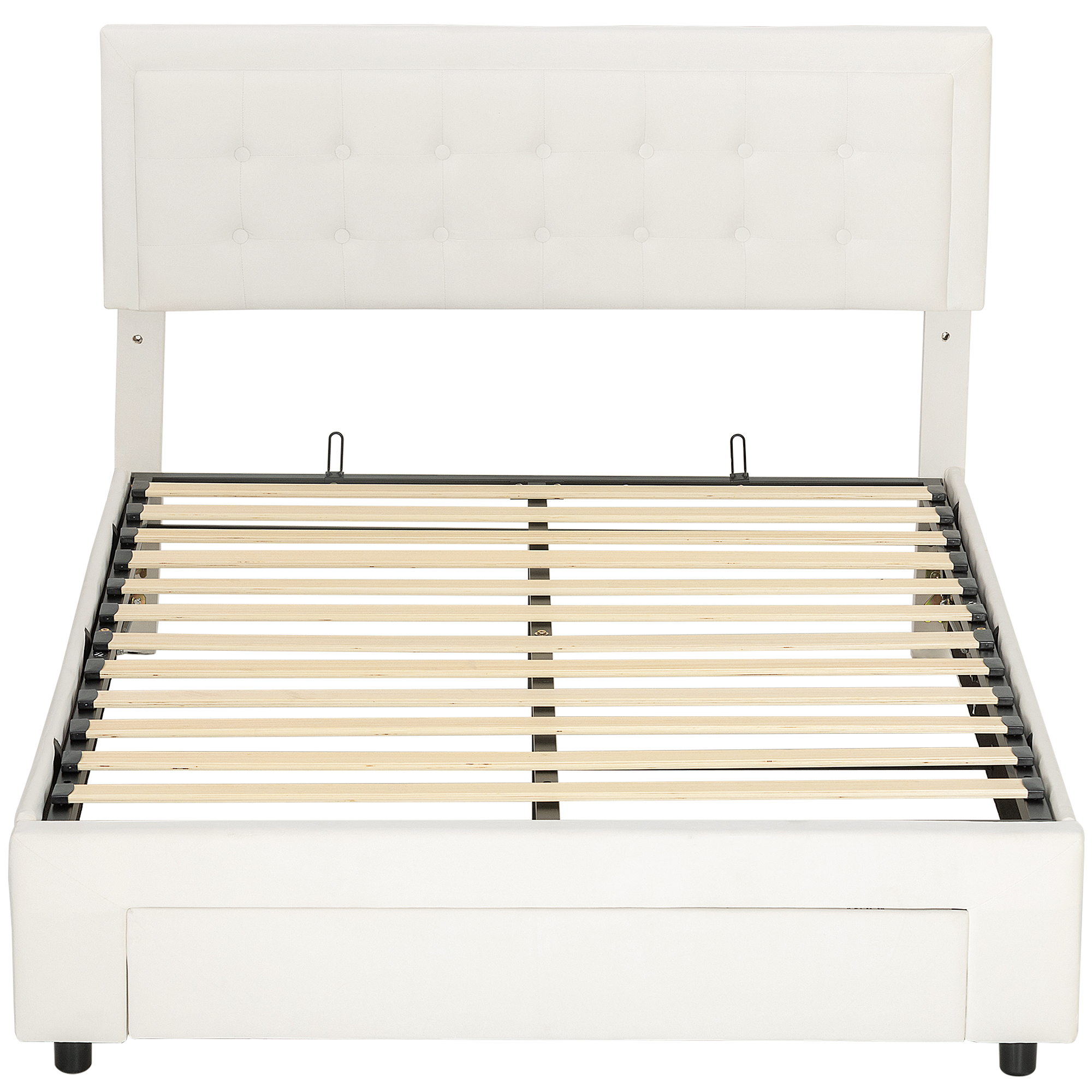 XERYTHRA Double Ottoman Storage Bed with Front Drawer - Cream