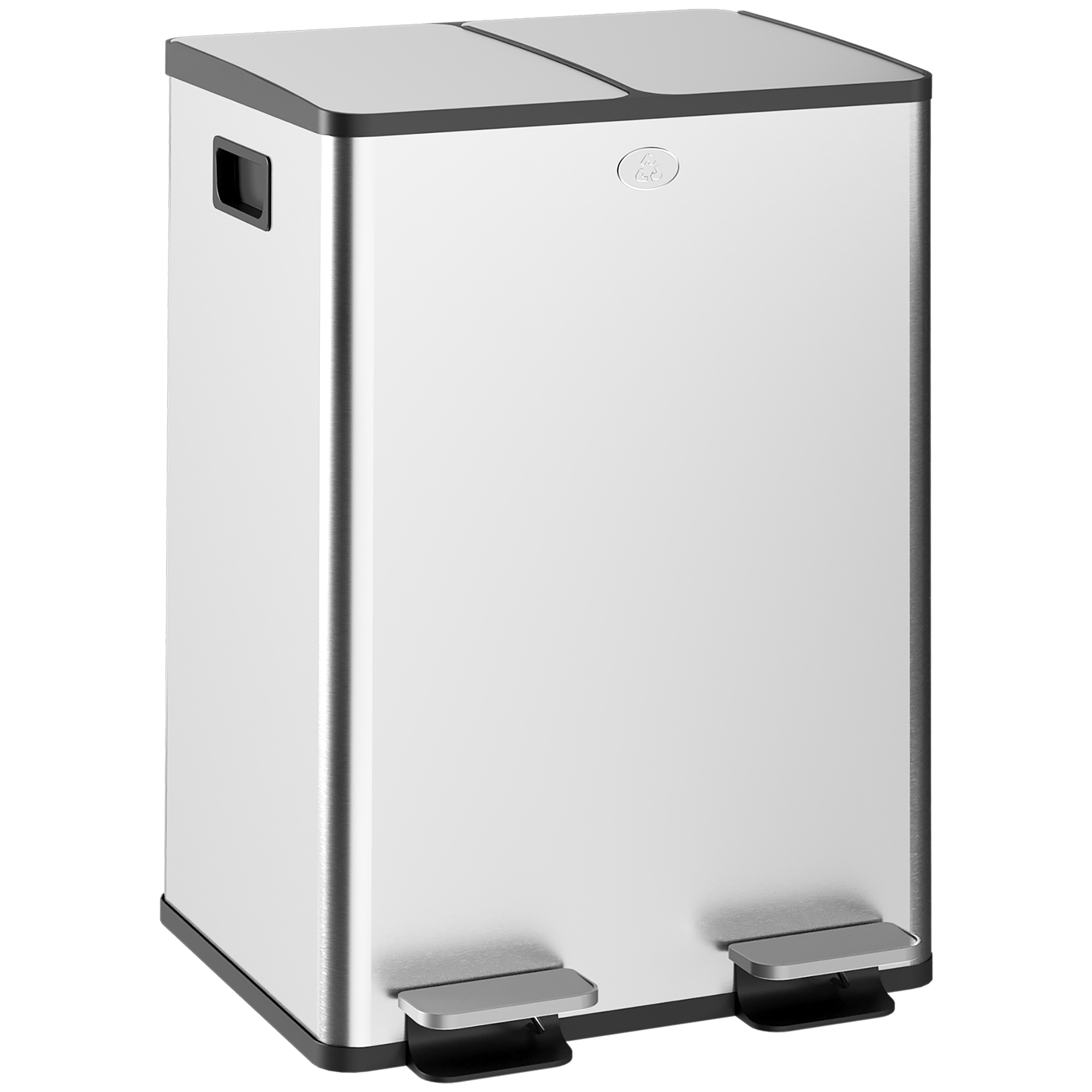 SONDRITH 56L Rubbish Bin with Dual Compartment and Deodoriser Holders - Silver