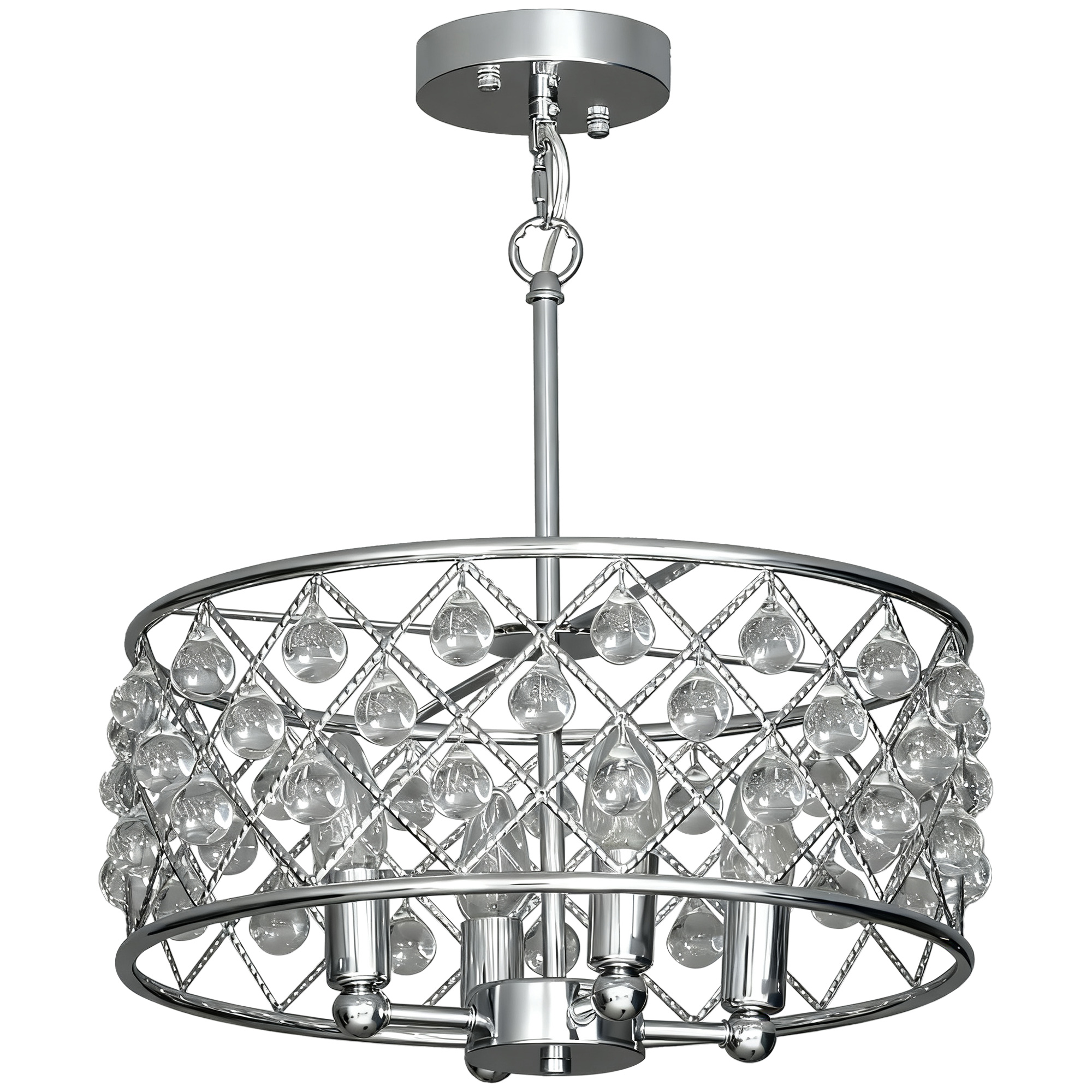 TOLVENNE 51 Crystallite Chandelier with Four Bulb - Silver