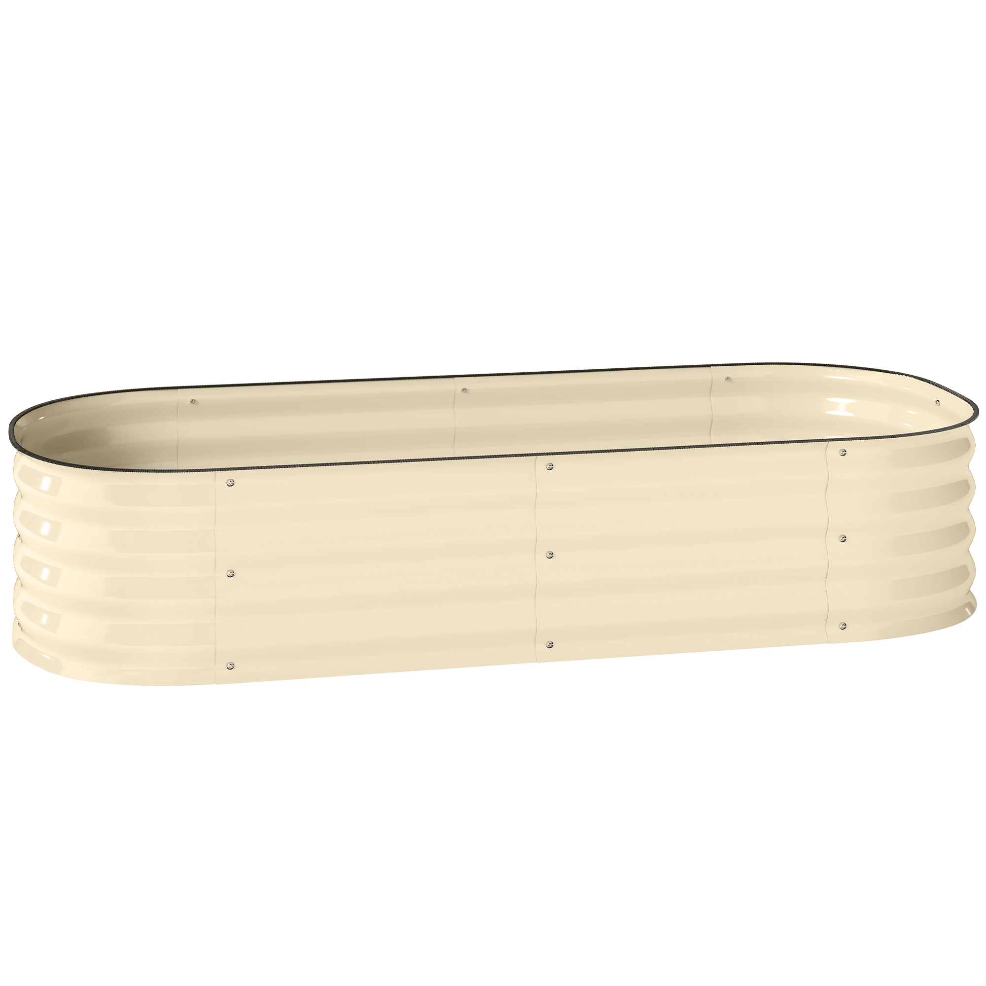 LOXHILL Galvanised Raised Garden Bed Metal Planter - Cream White