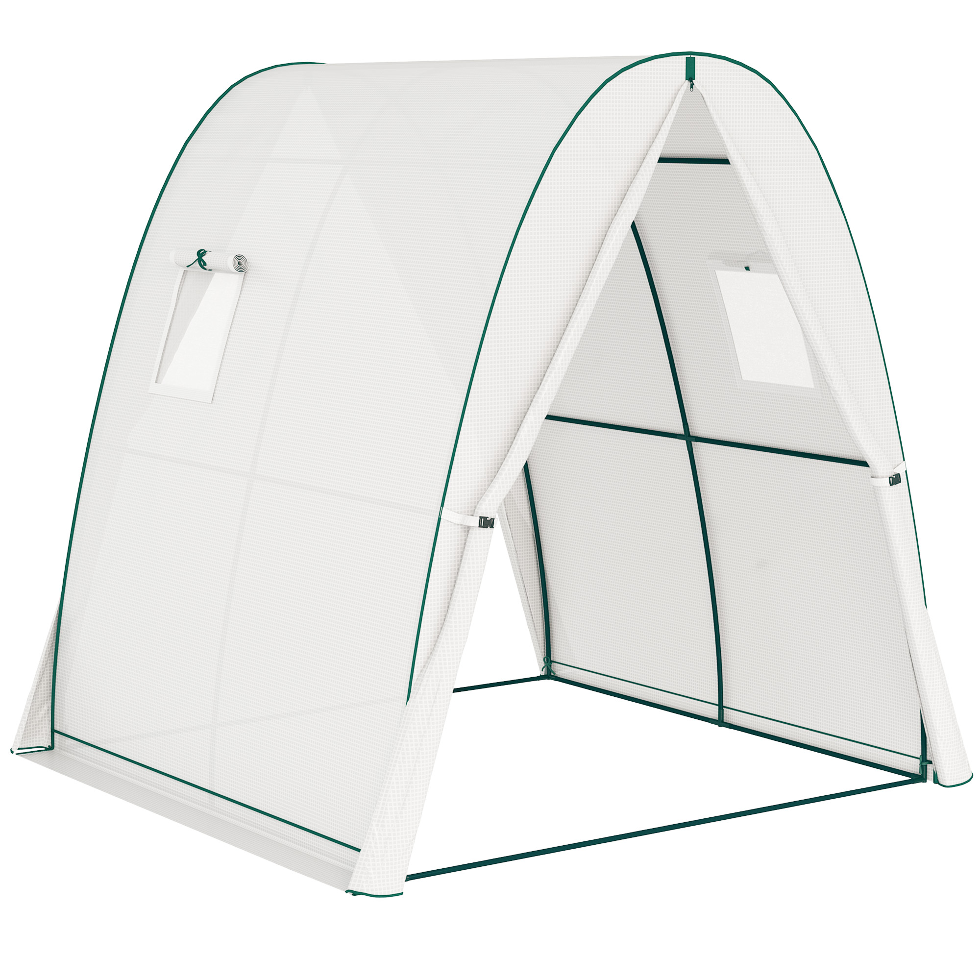 LAWTON Walk In Hoop House Greenhouse with Sandbags - White