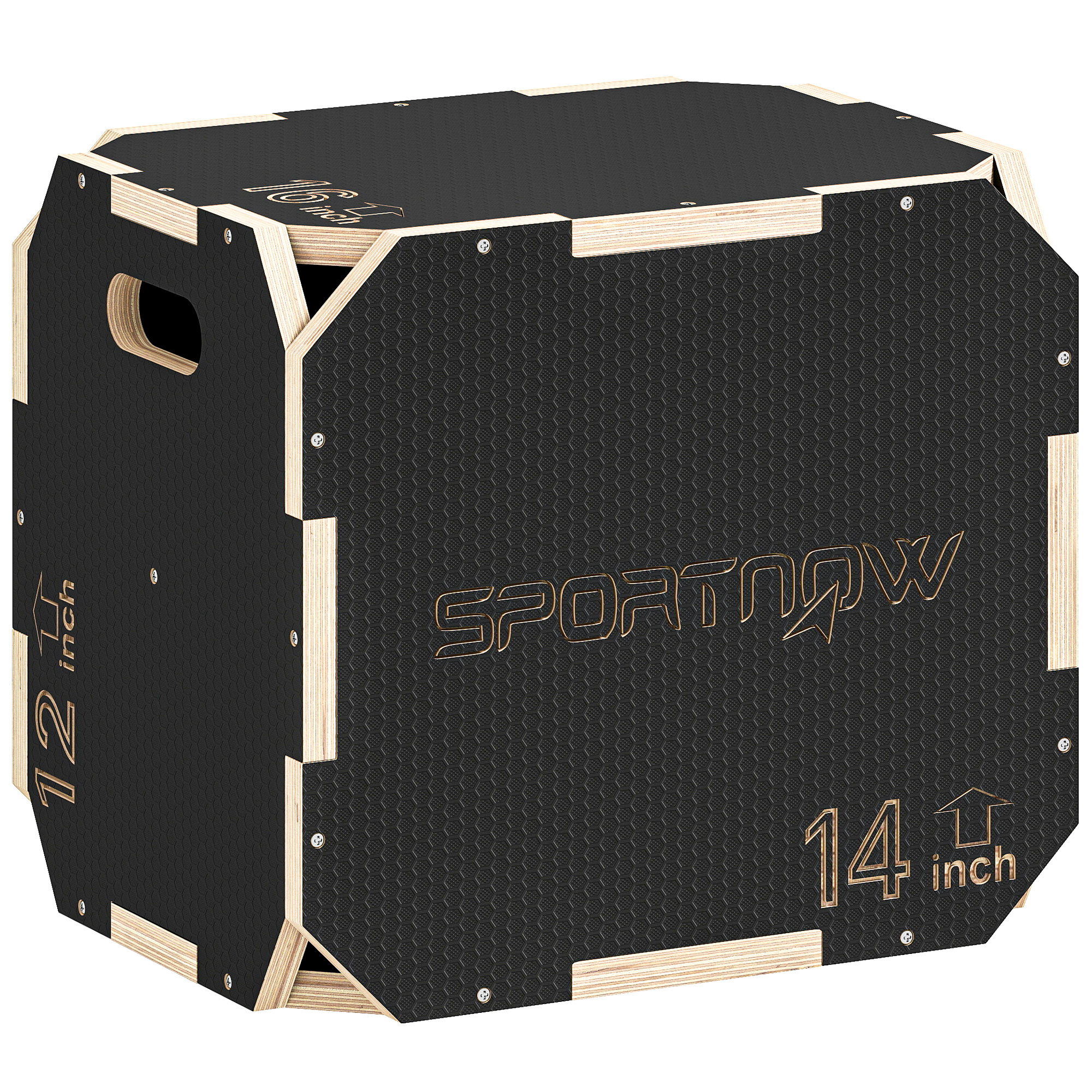 SOLNOC Wooden Plyometric Jump Box - Black