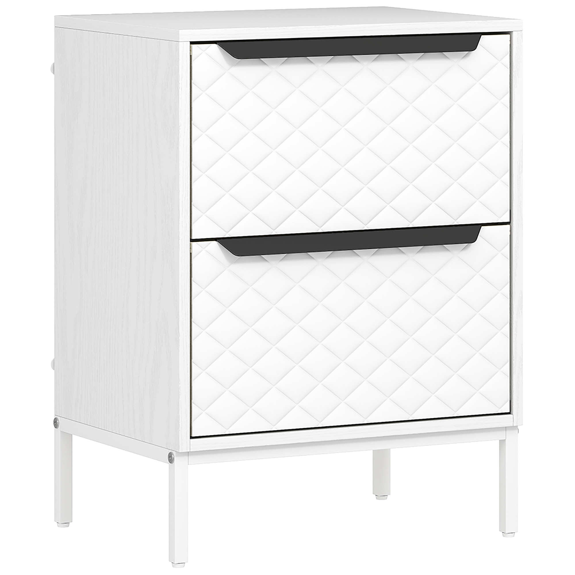 INGHURST White Fabric Chest of Drawers - Small-sized, 2 Drawers