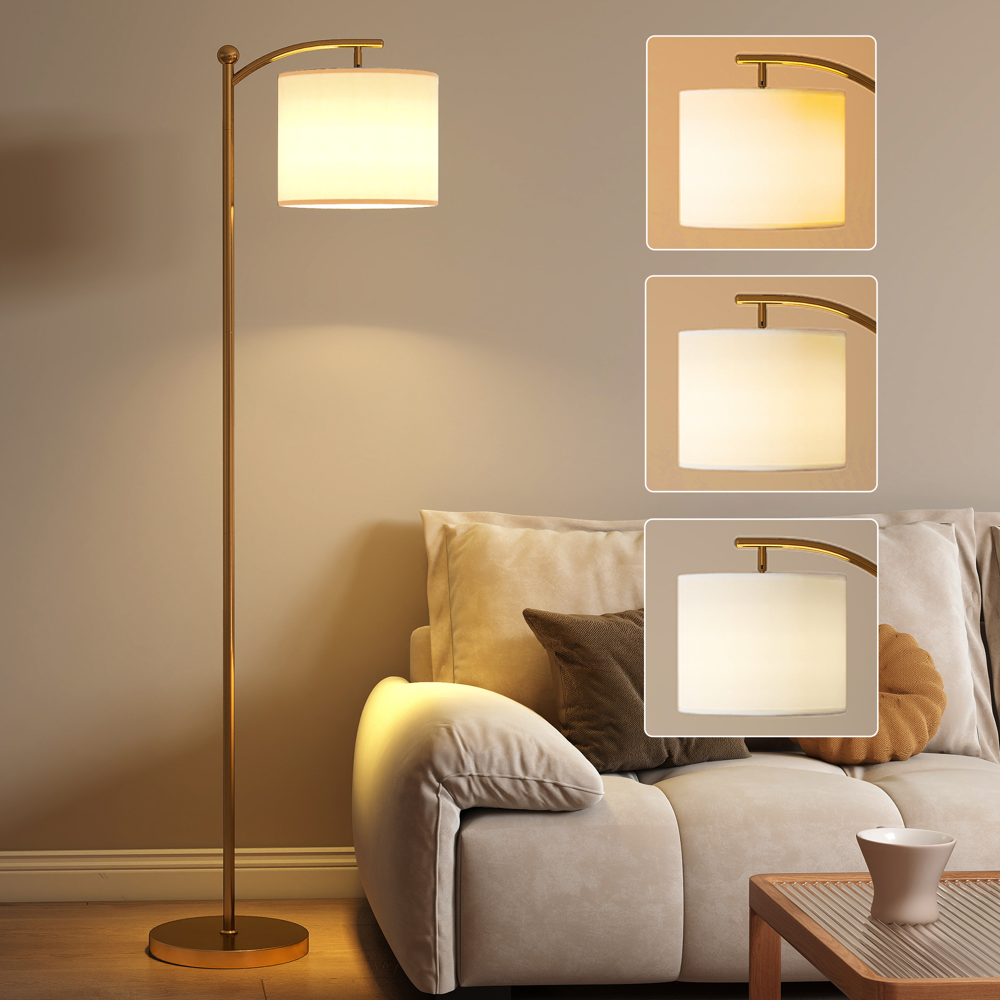 OLDCROFT LED Floor Lamp with Remote Control - Gold
