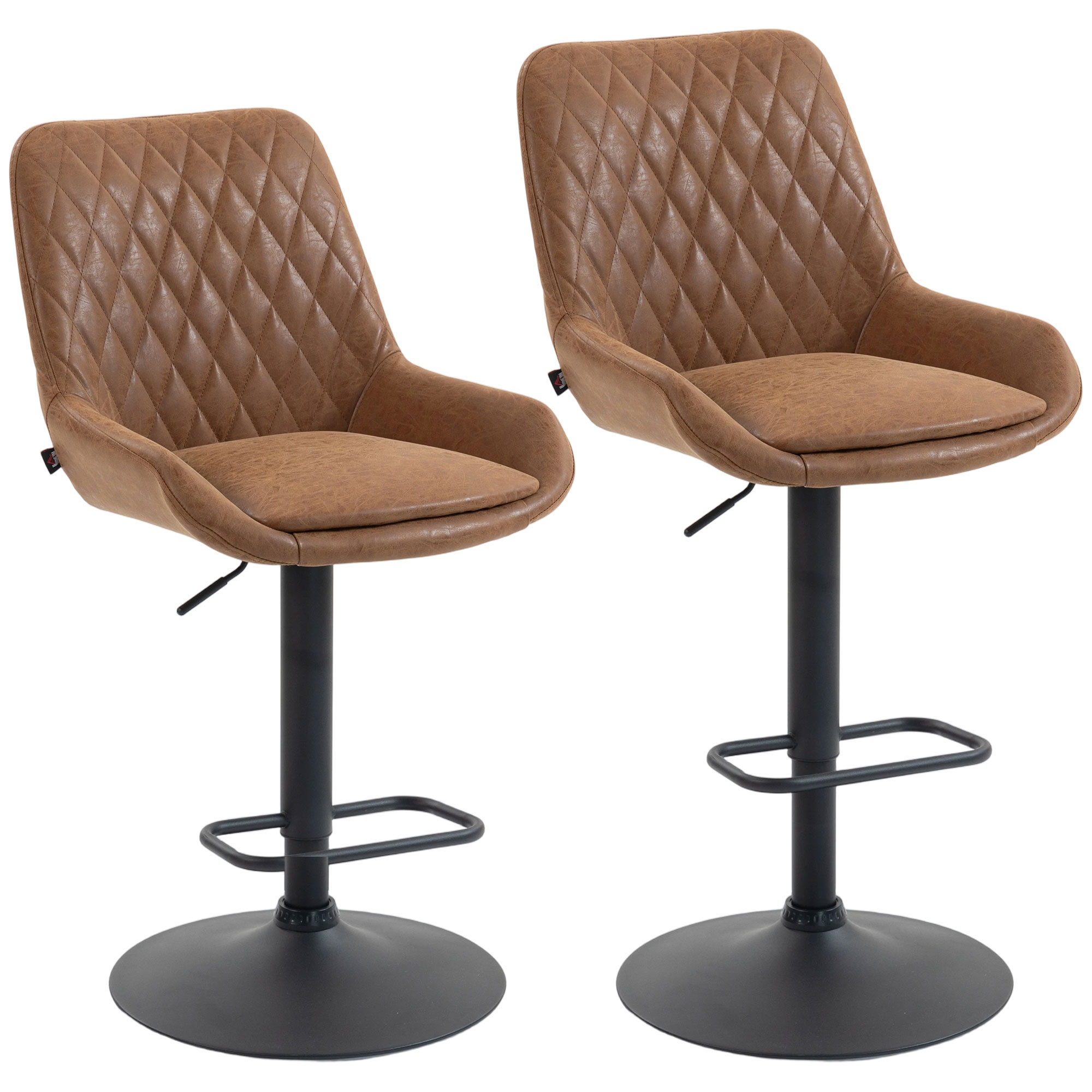 HATHERBY Faux Leather Retro Bar Stools Set of 2 - Orange