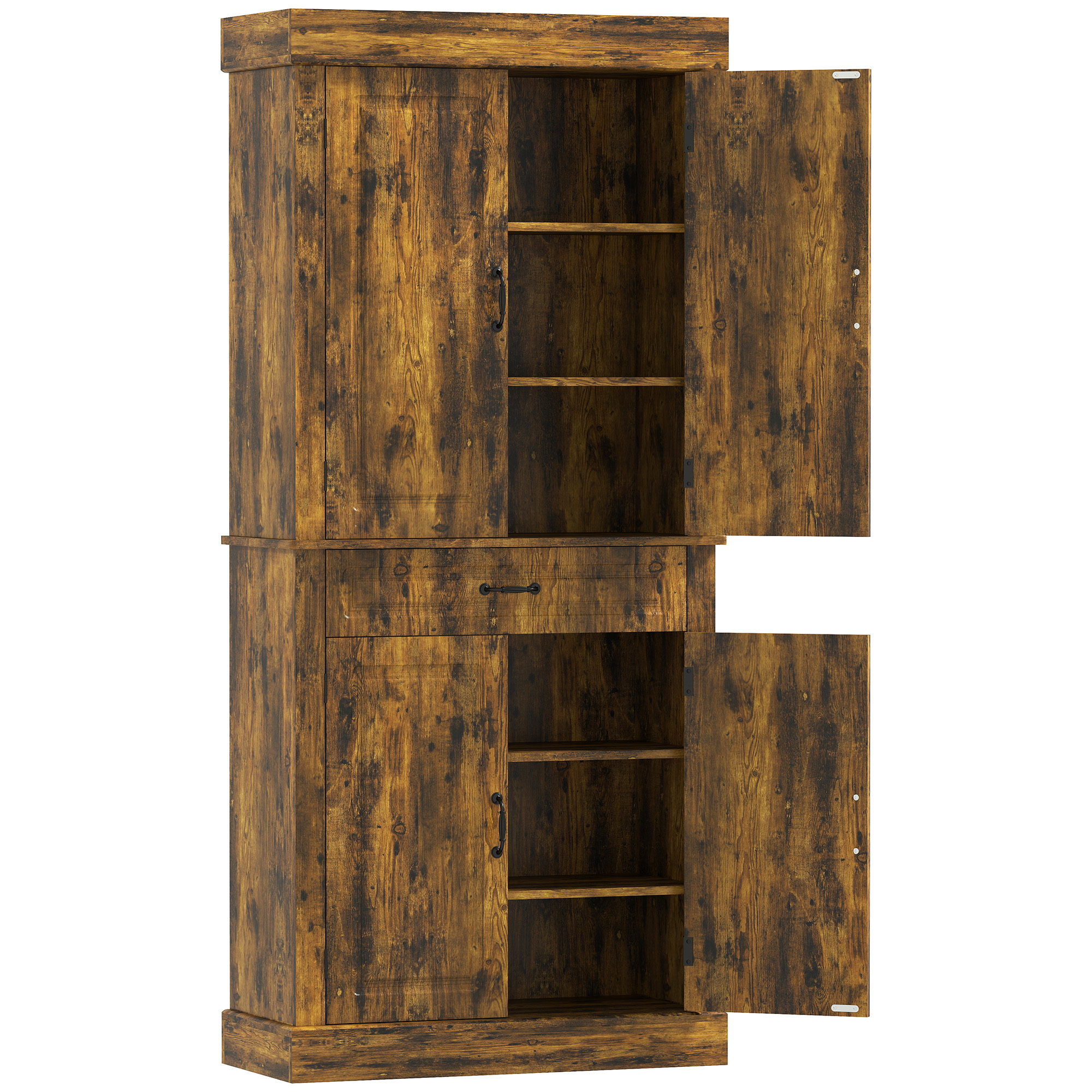 FLINDON Tall Kitchen Pantry Cupboard with Drawer - Brown