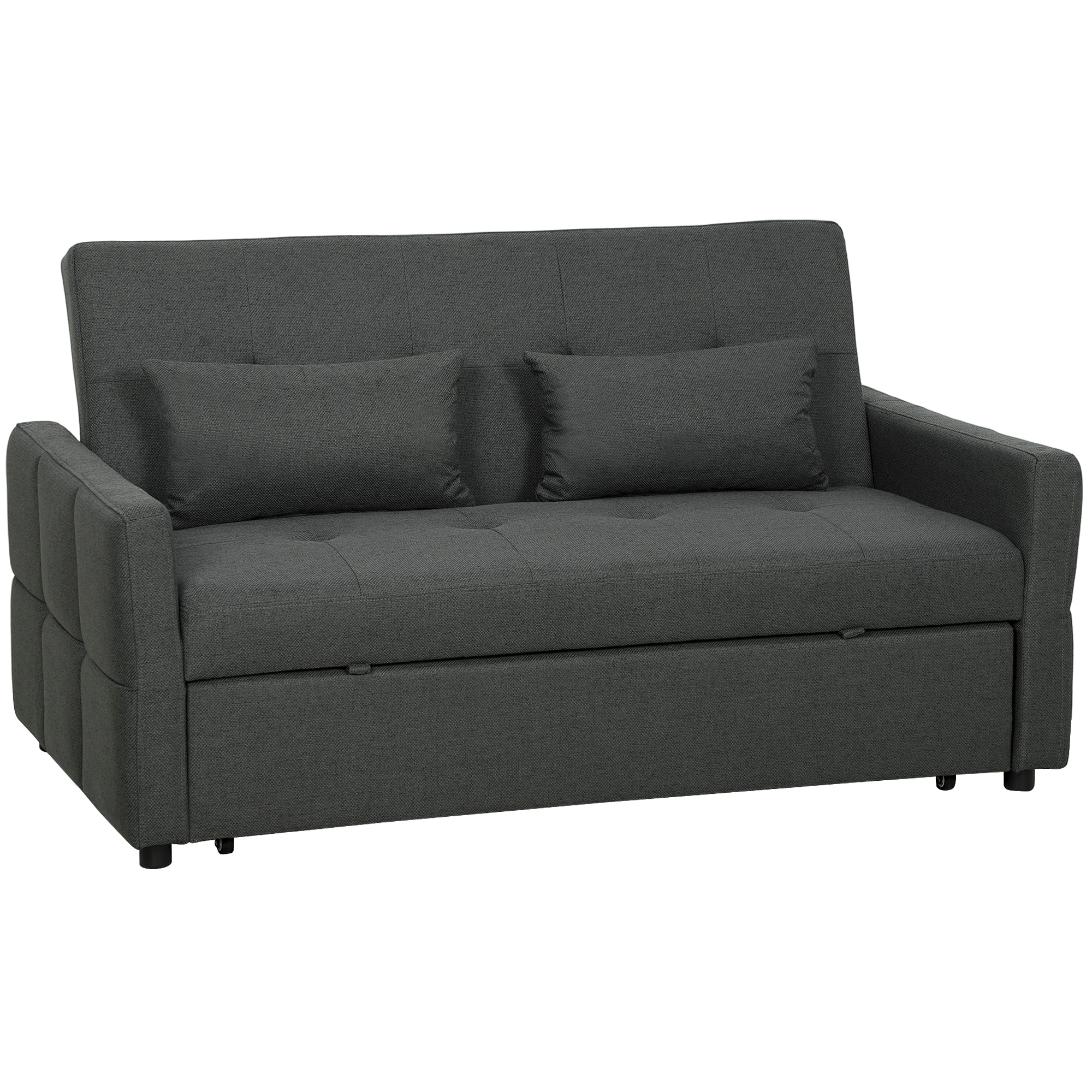 SOUTHLEY 2 Seater Sofa Bed Three Way Convertible - Charcoal Grey