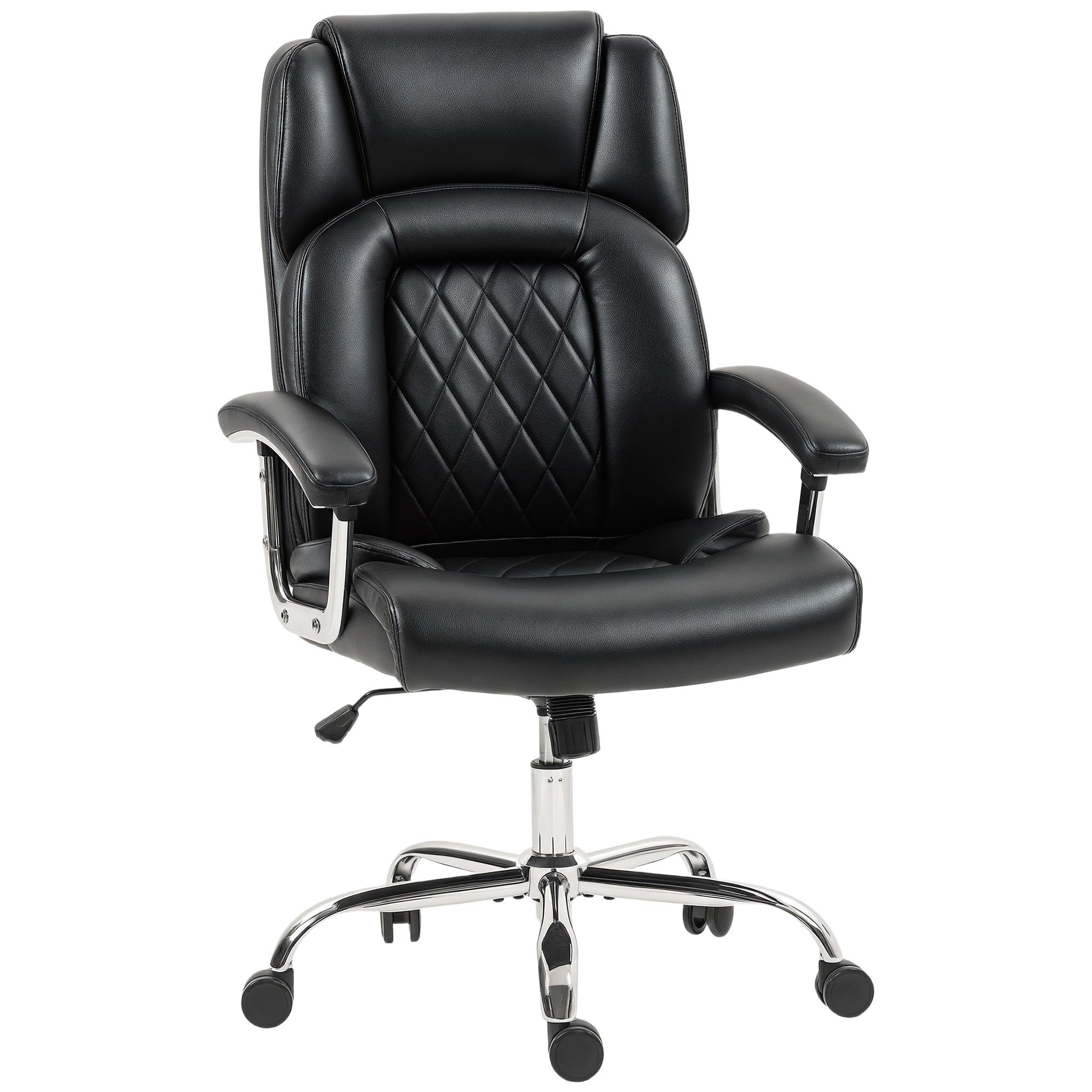 KETTLESBY Big and Tall Office Chair 180kg PU Leather - Black