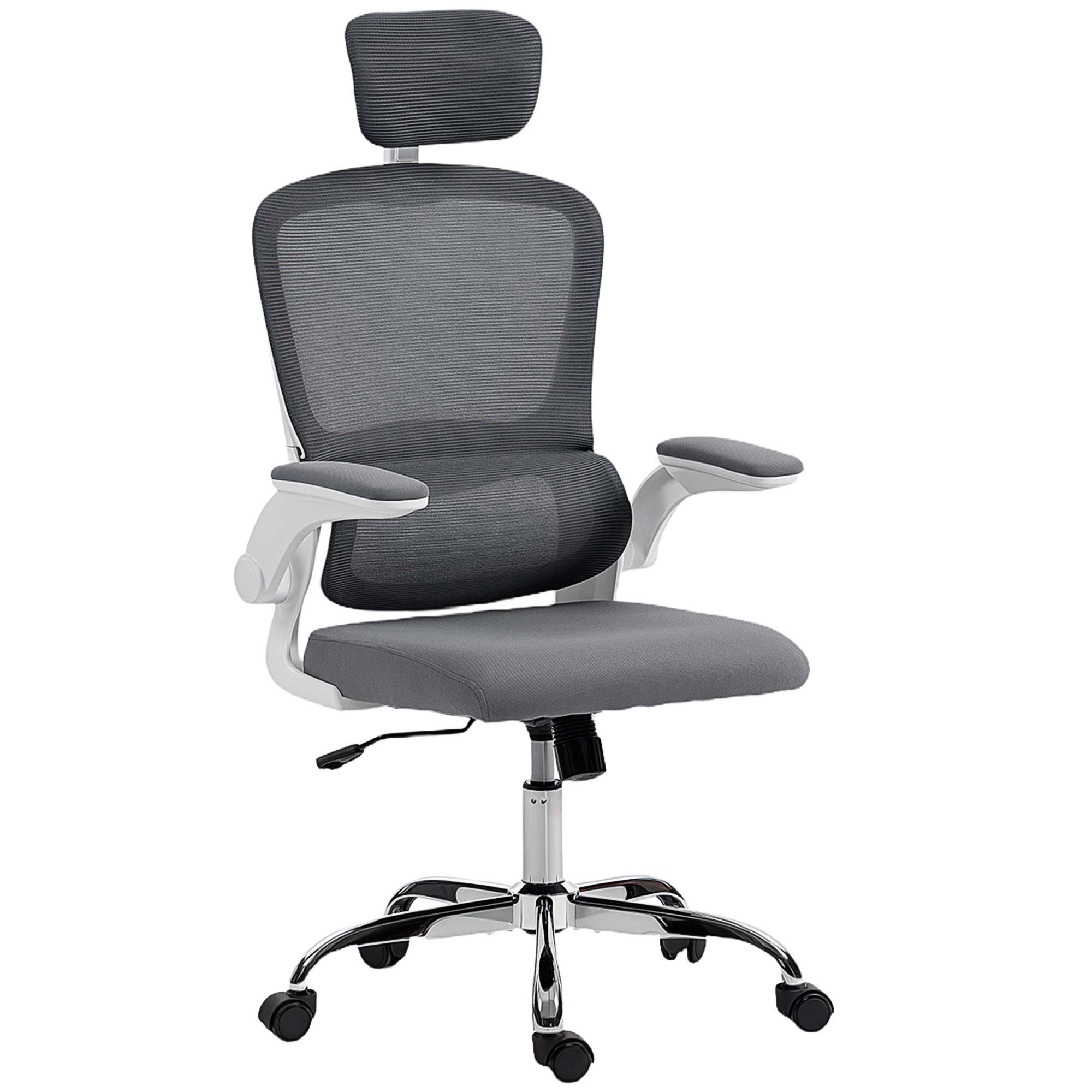 ENVONIS Ergonomic Mesh Back Office Chair with Lumbar Support - Charcoal Grey and White