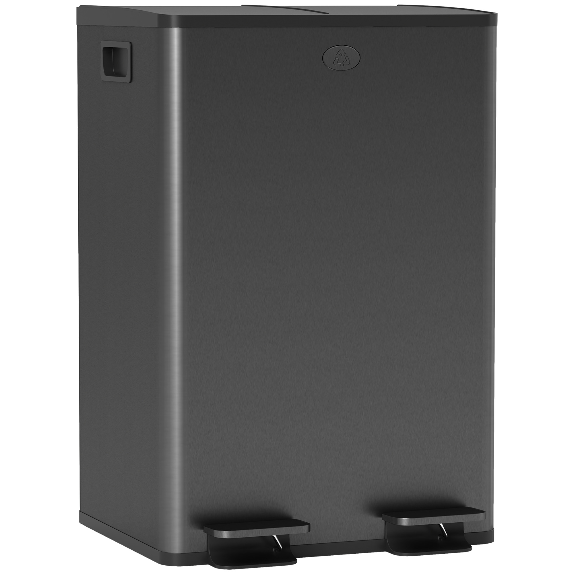 SANDOR 56L Dual Compartment Stainless Steel Bin - Black