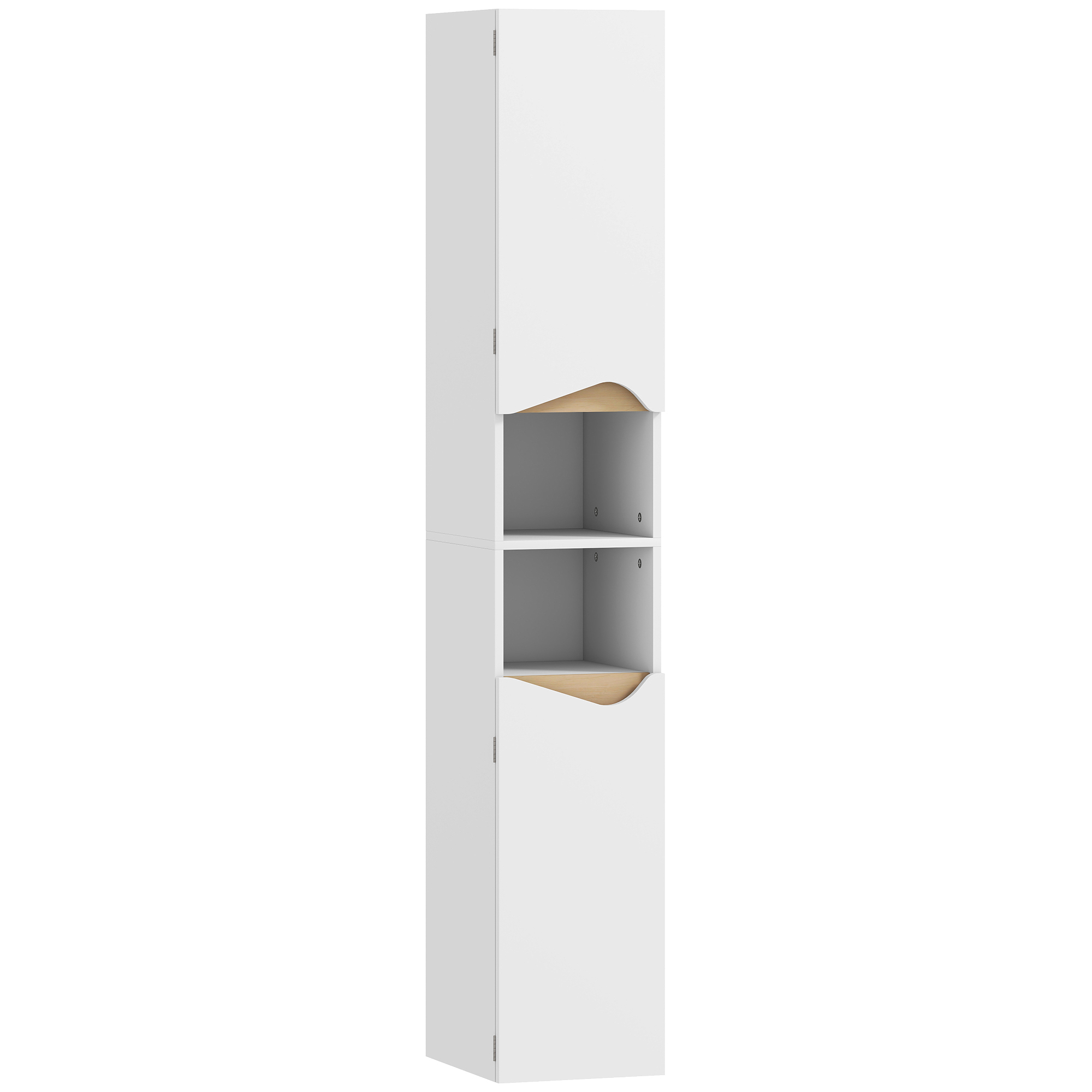 YARDTHORPE Tall Slim Bathroom Cabinet with Shelves - White
