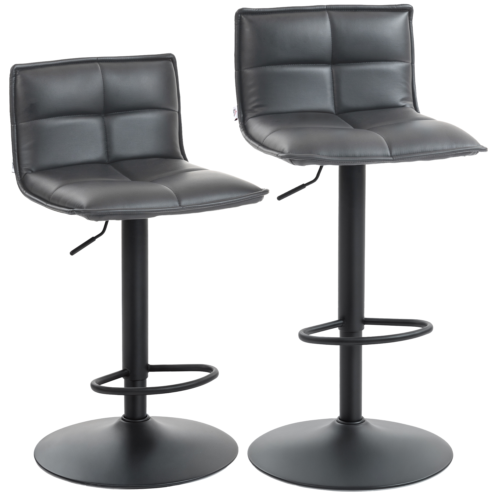 COLLING Modern Faux Leather Bar Stools Set of 2 - Dark Grey
