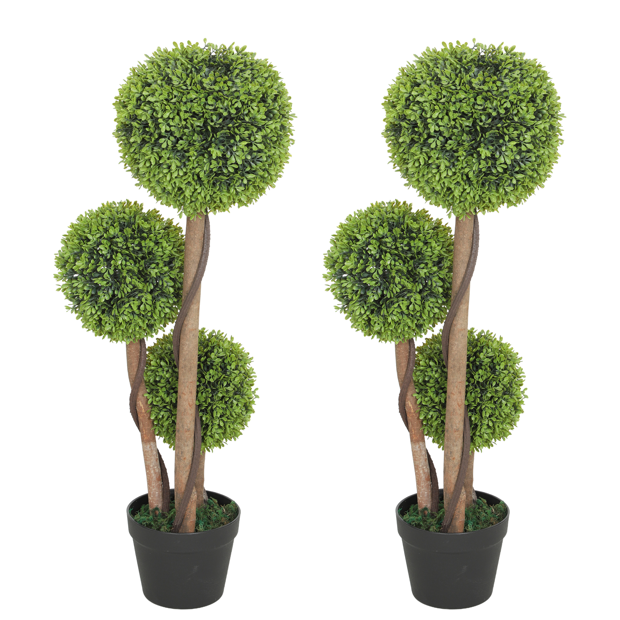 Artificial Boxwood Ball Topiary Trees Set of 2 - Green