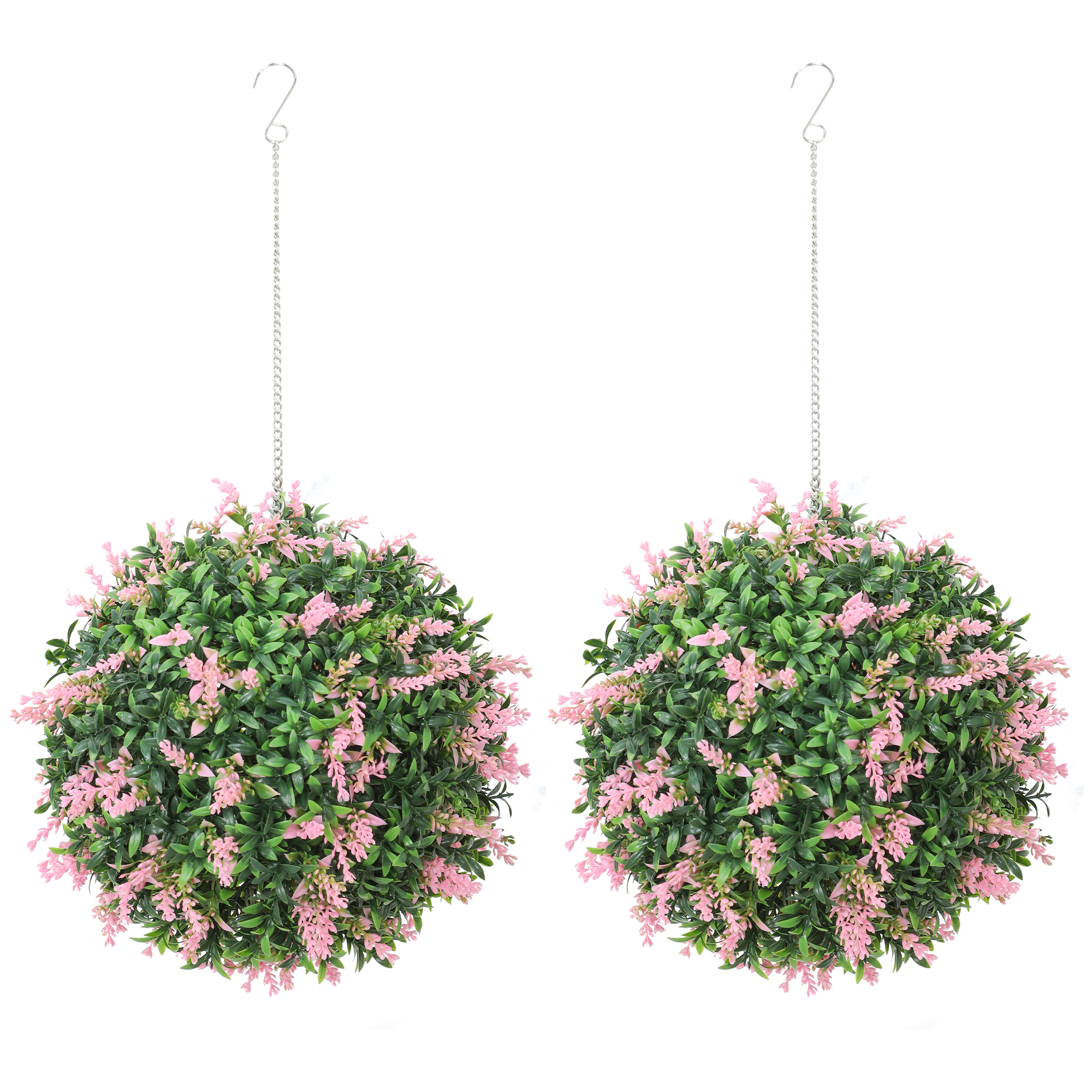 Artificial Plant Topiary Balls Set of 2 - Pink