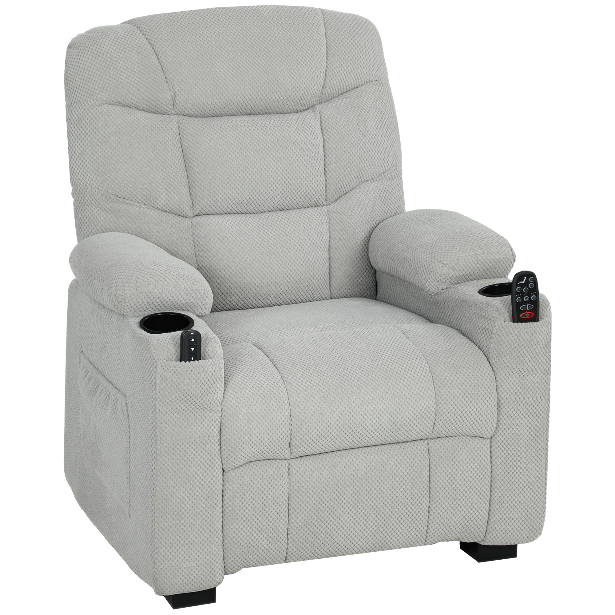 Electric Massage Recliner Armchair with Heat and USB - Grey