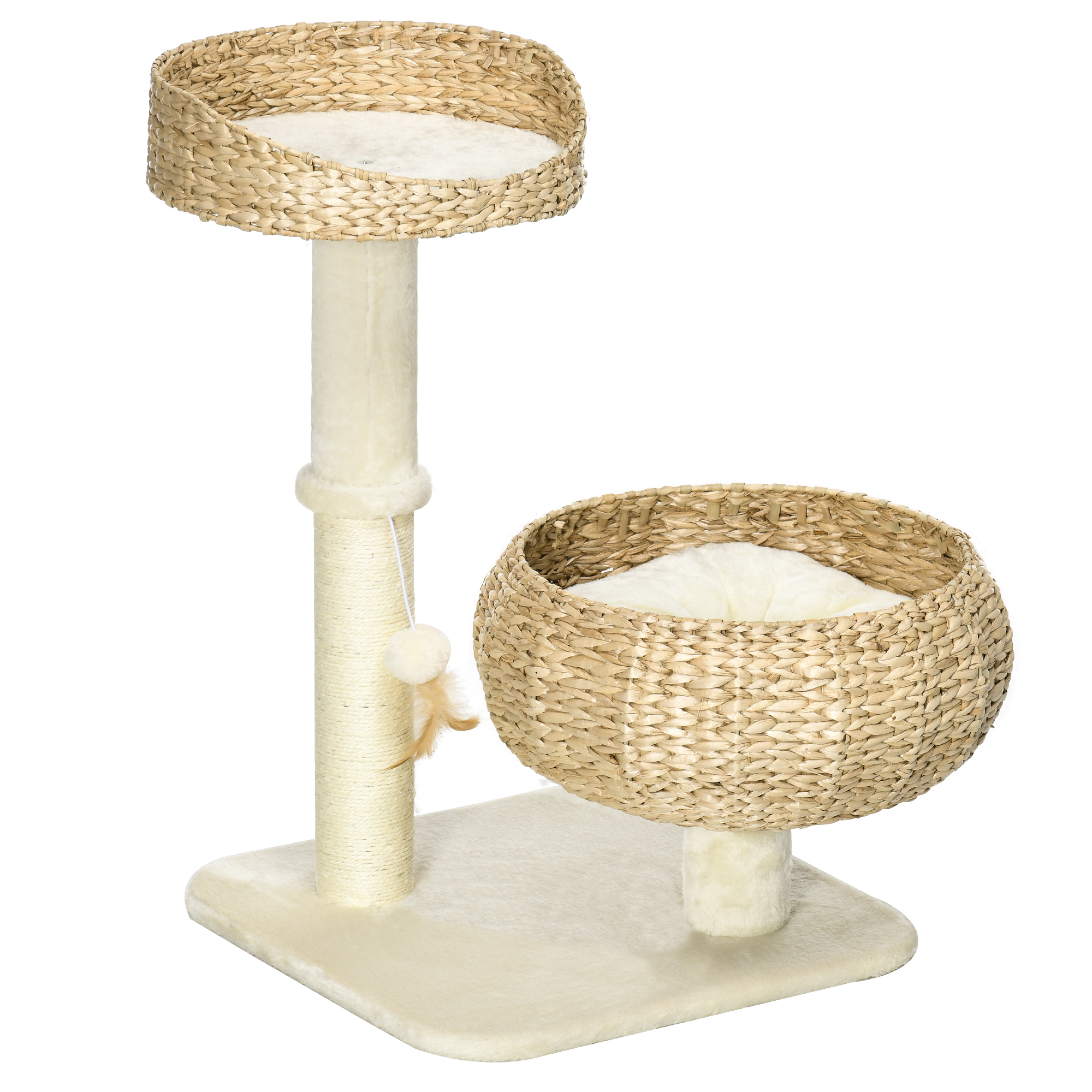 GREYTON Cat Tree Kitten Tower 72cm with Scratching Post and Beds - Beige