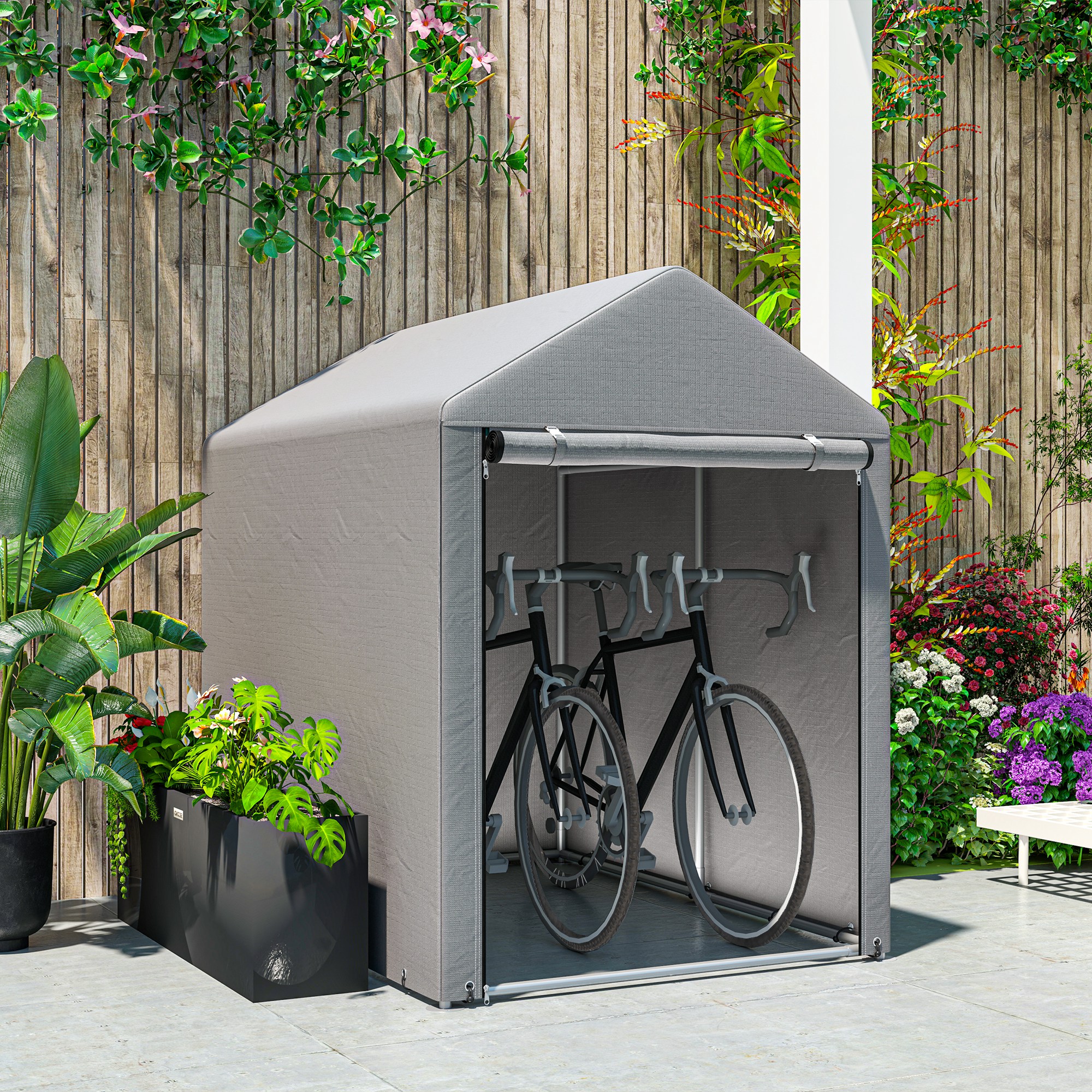 ELWORTH Temporary Garden Shed 179 x 120cm - Light Grey