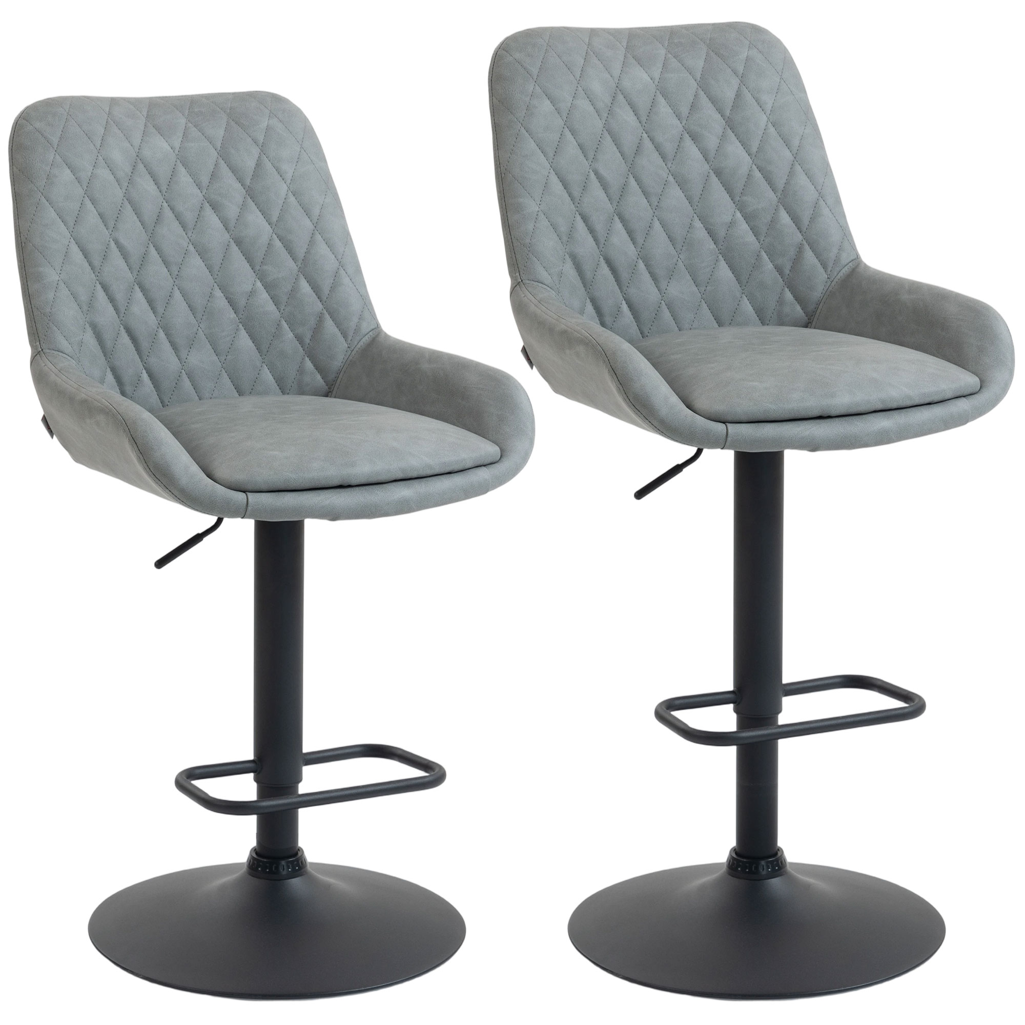 HATHERBY Faux Leather Retro Bar Stools Set of 2 - Light Grey