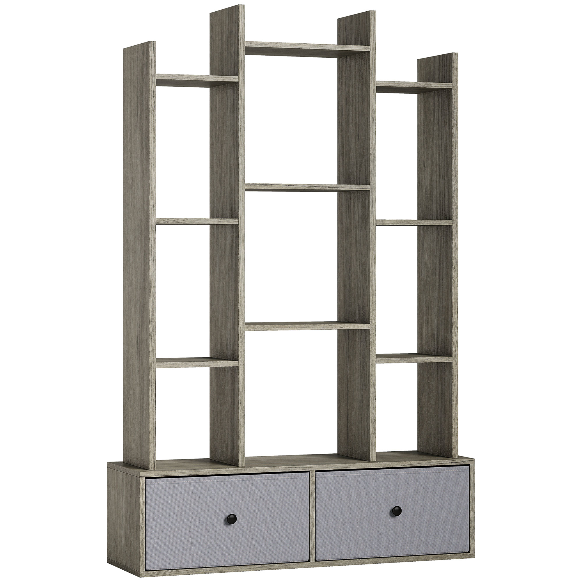 SHORLEY 12 Shelf Storage Unit with Drawers - Graphite Grey