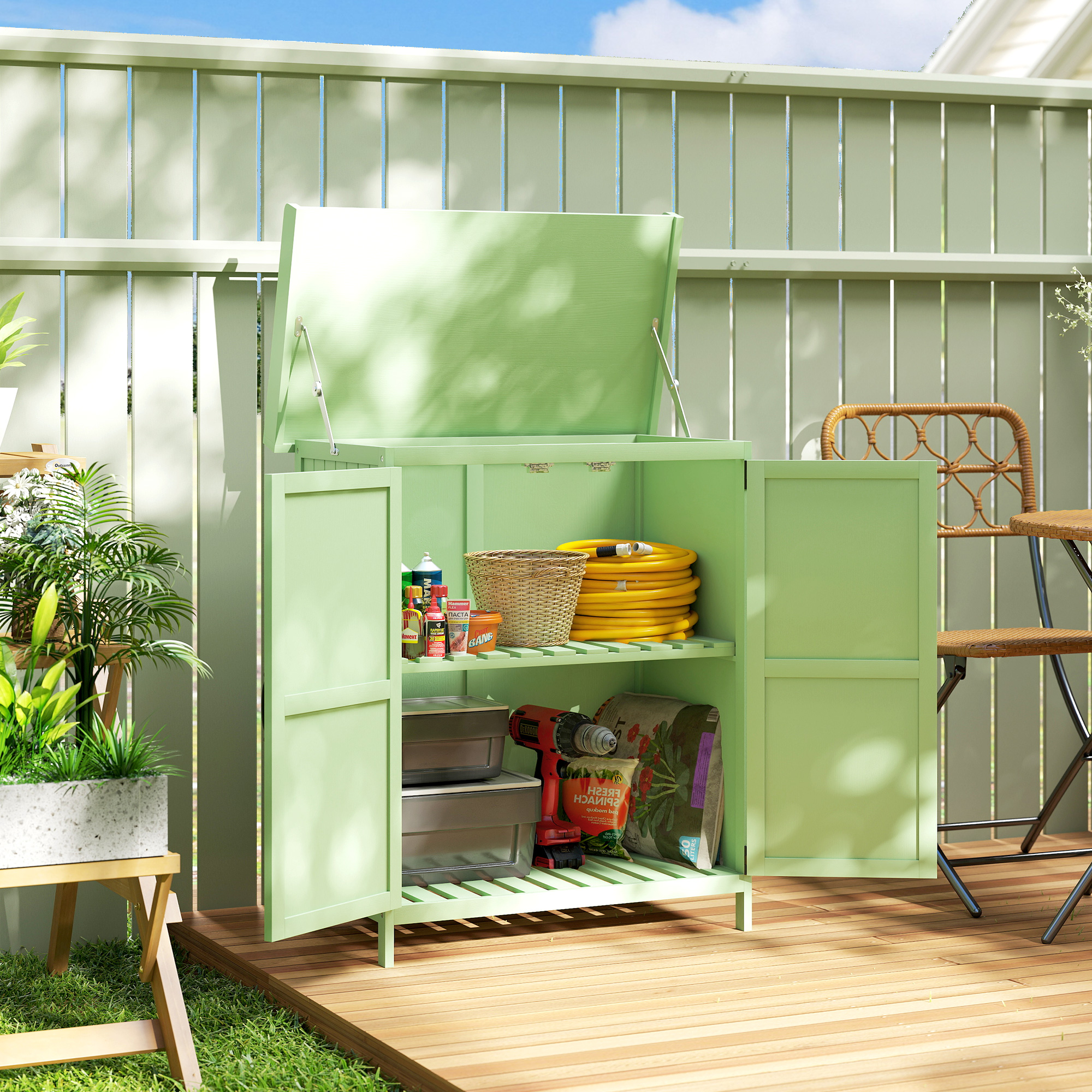 STERPHO Wooden Wooden Garden Shed - Green