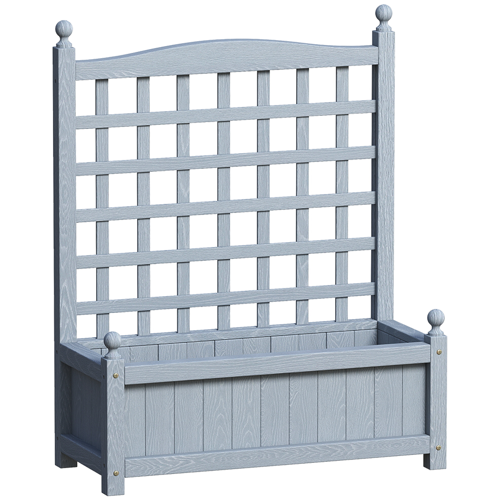 OPHER Wooden Wooden Planter with Trellis - Grey