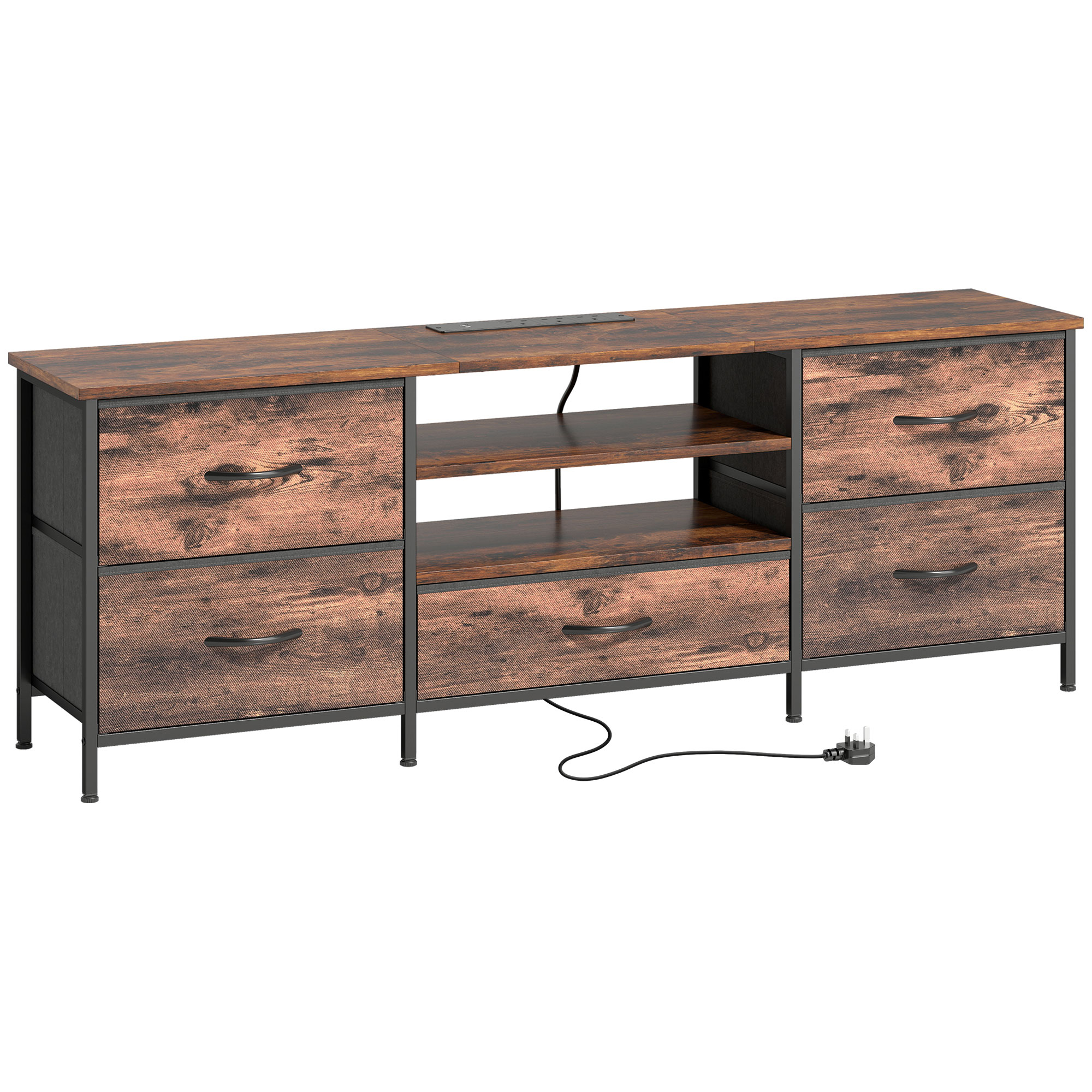 NOVIVO Fabric TV Stand - Medium Wood