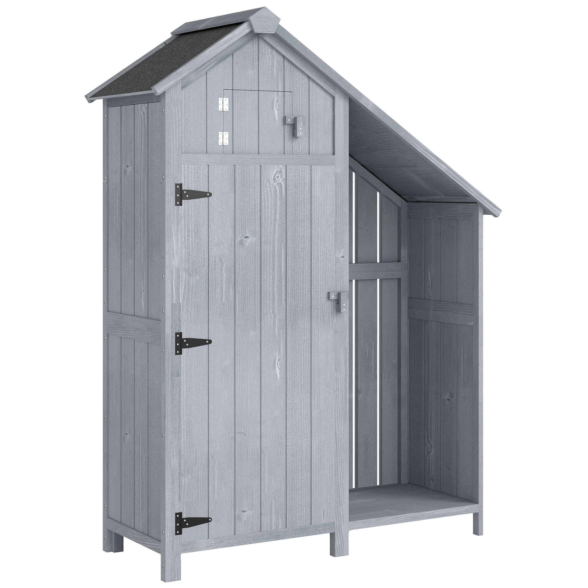 CARIA Wooden Garden Storage Shed - Grey