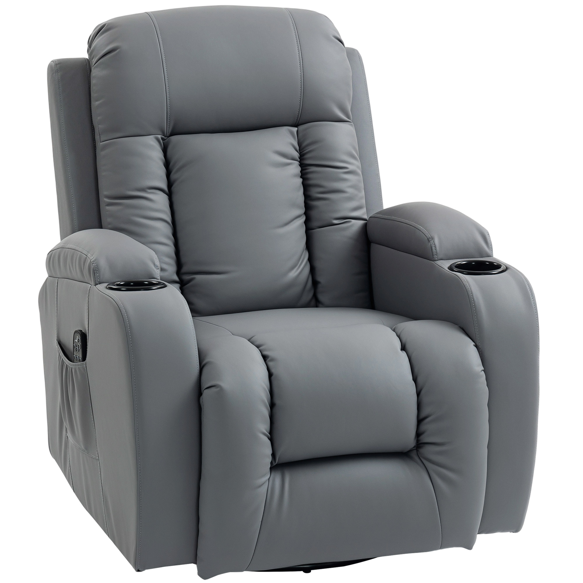 AURENA PU Leather Massage Recliner Chair - Grey
