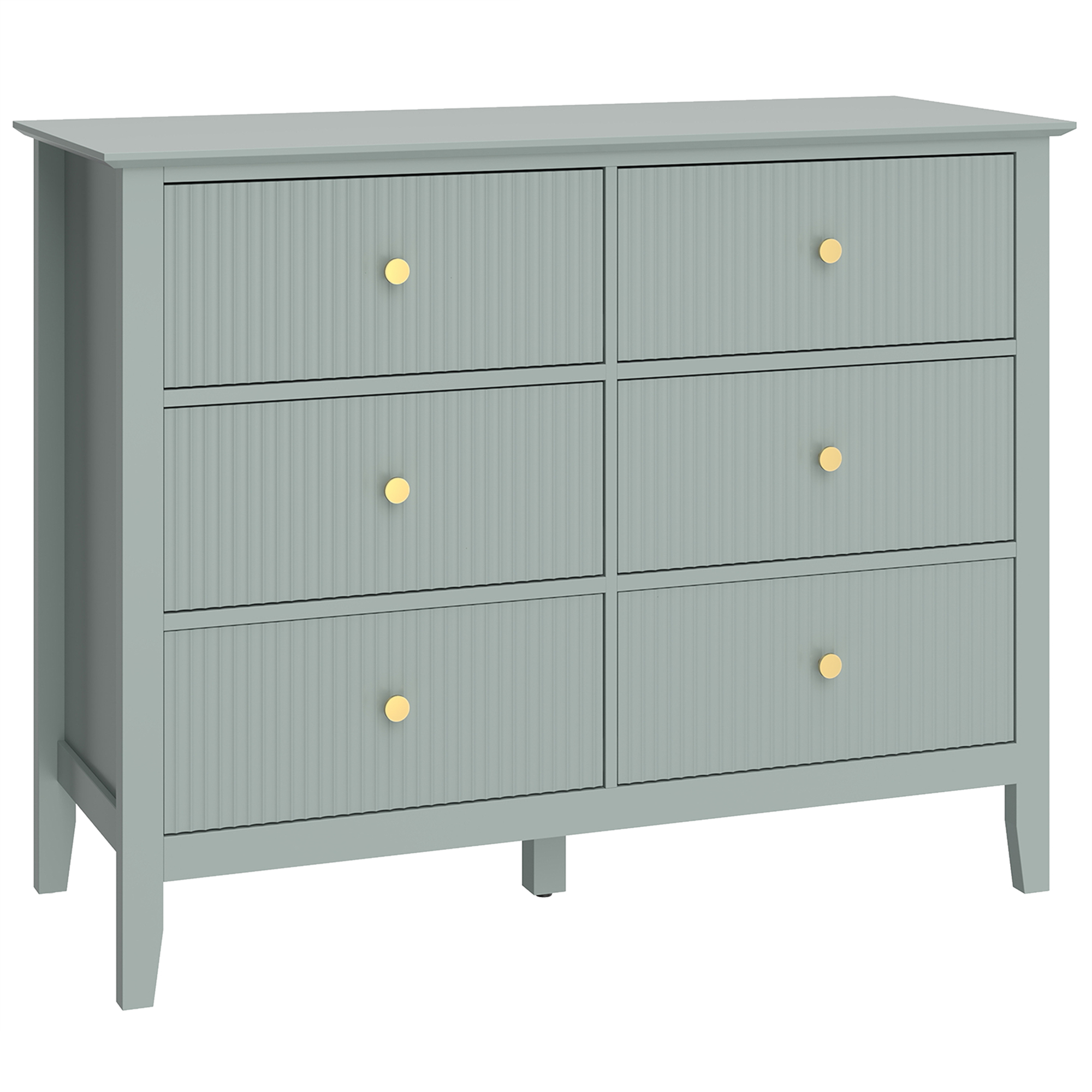 MONIX Green Chest of Drawers - Medium-sized, 6 Drawers, Double