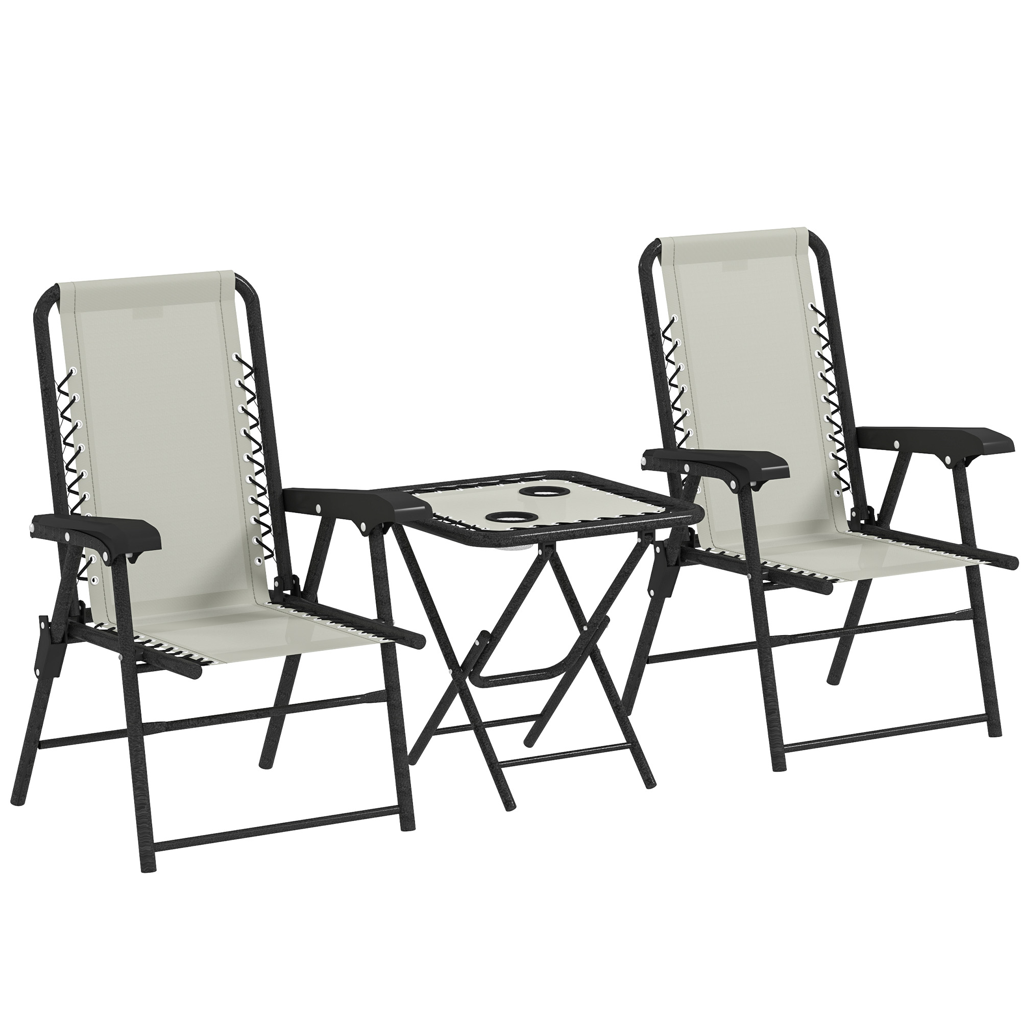 SERELI Fabric 3 Piece Garden Bistro Set - Cream