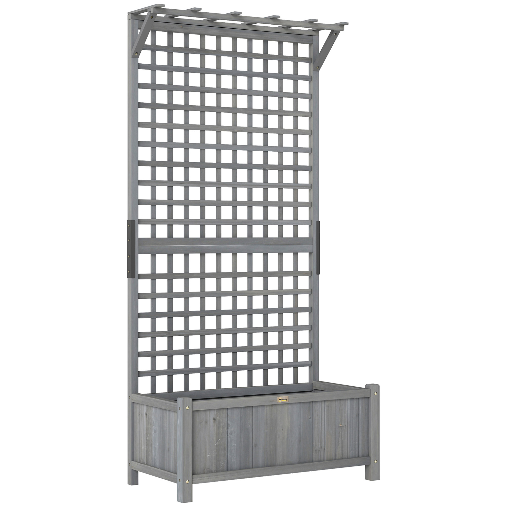 CARARI Wooden Raised Planter with Trellis - Dark Grey