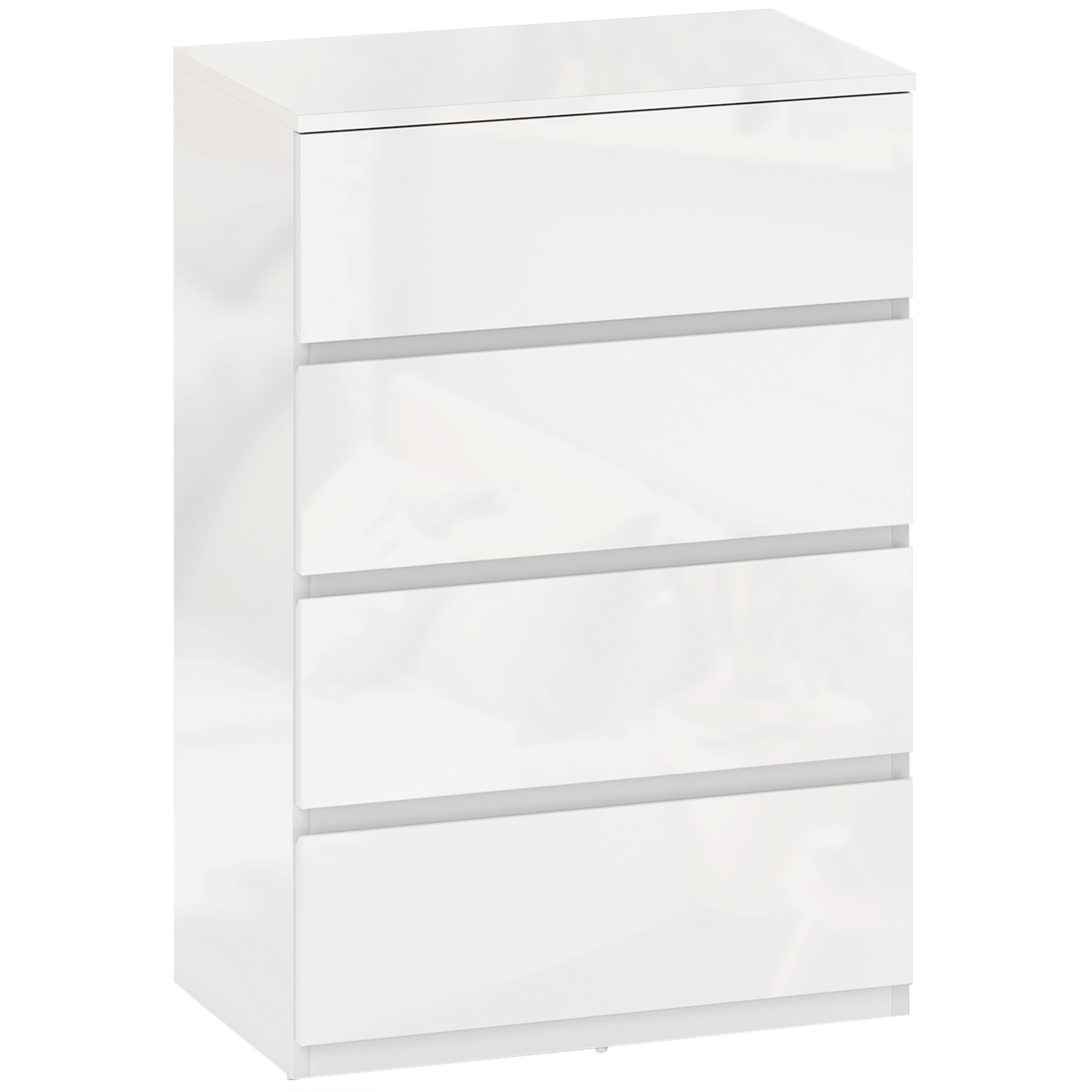 VELELI White Chest of Drawers - Small-sized, 4 Drawers