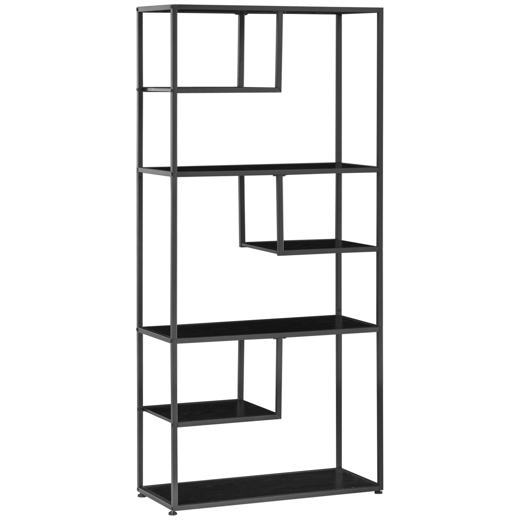 LUXIS Wooden 7 Tier Bookcase - Black
